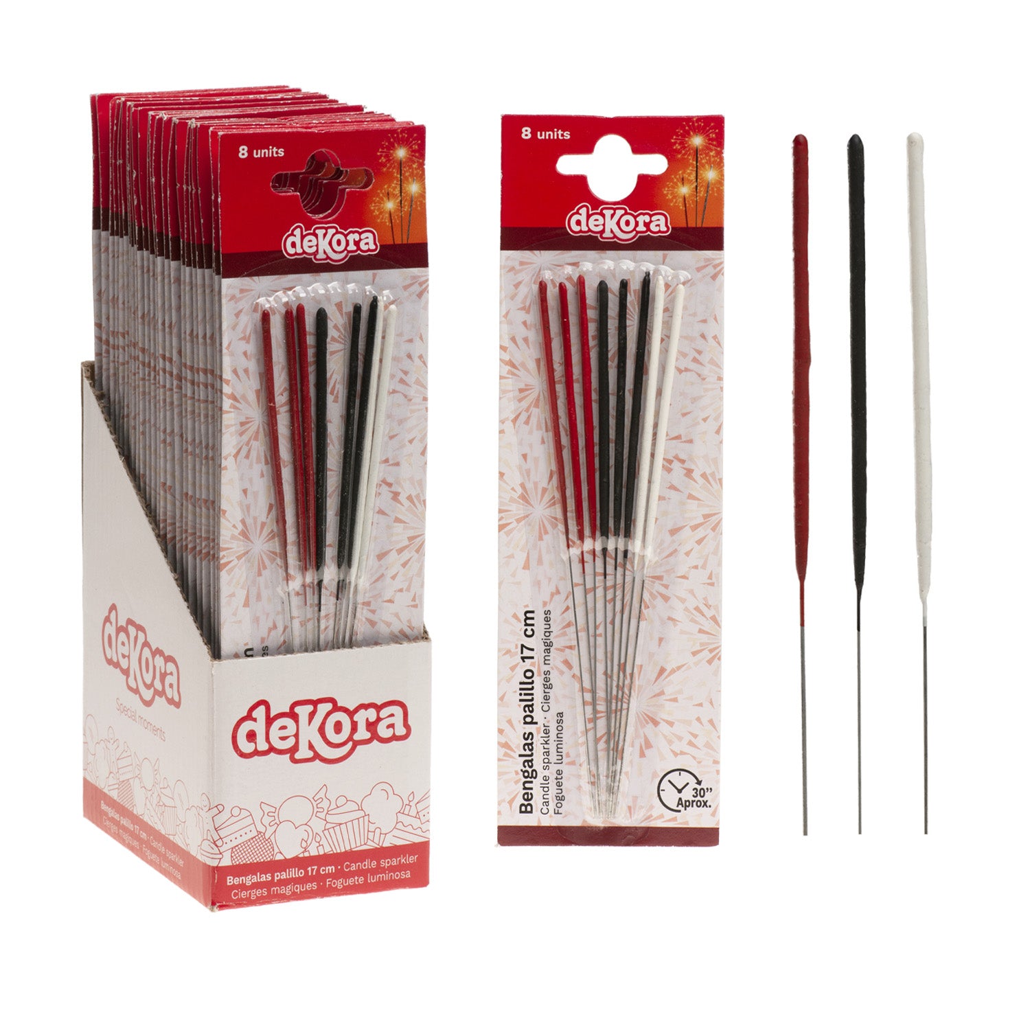 BLISTER 8 CANDLE COLOUR SPARKLER 17CM