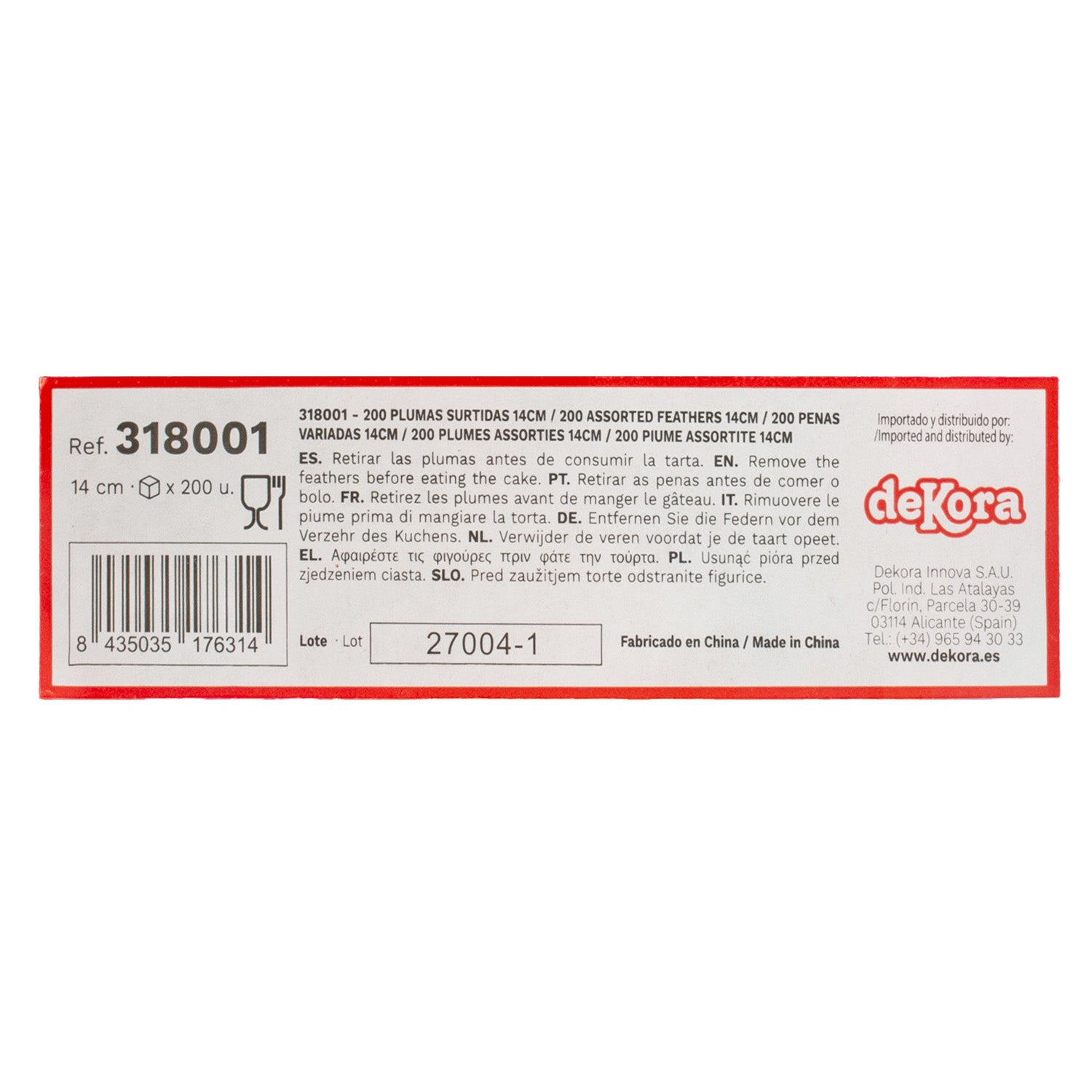 200 PLUMAS SURTIDAS 14CM