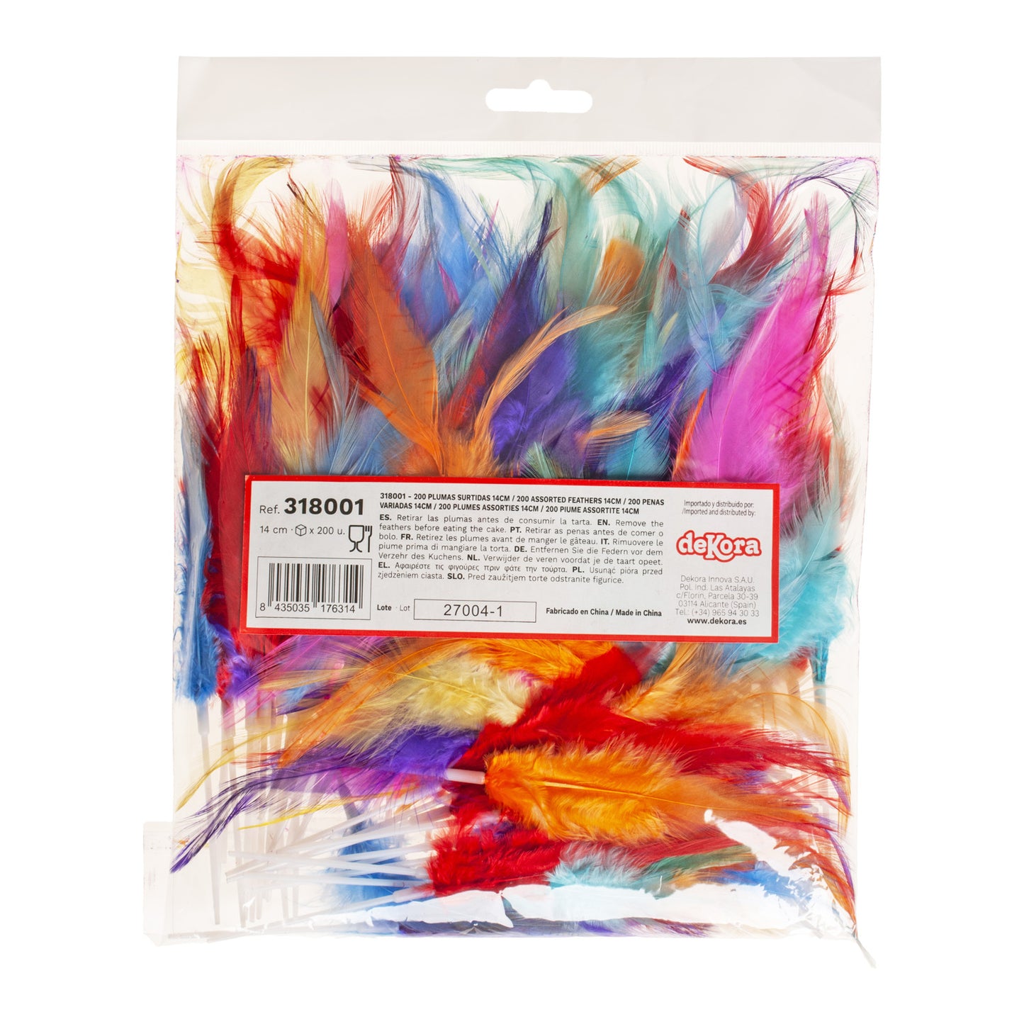 200 PLUMAS SURTIDAS 14CM