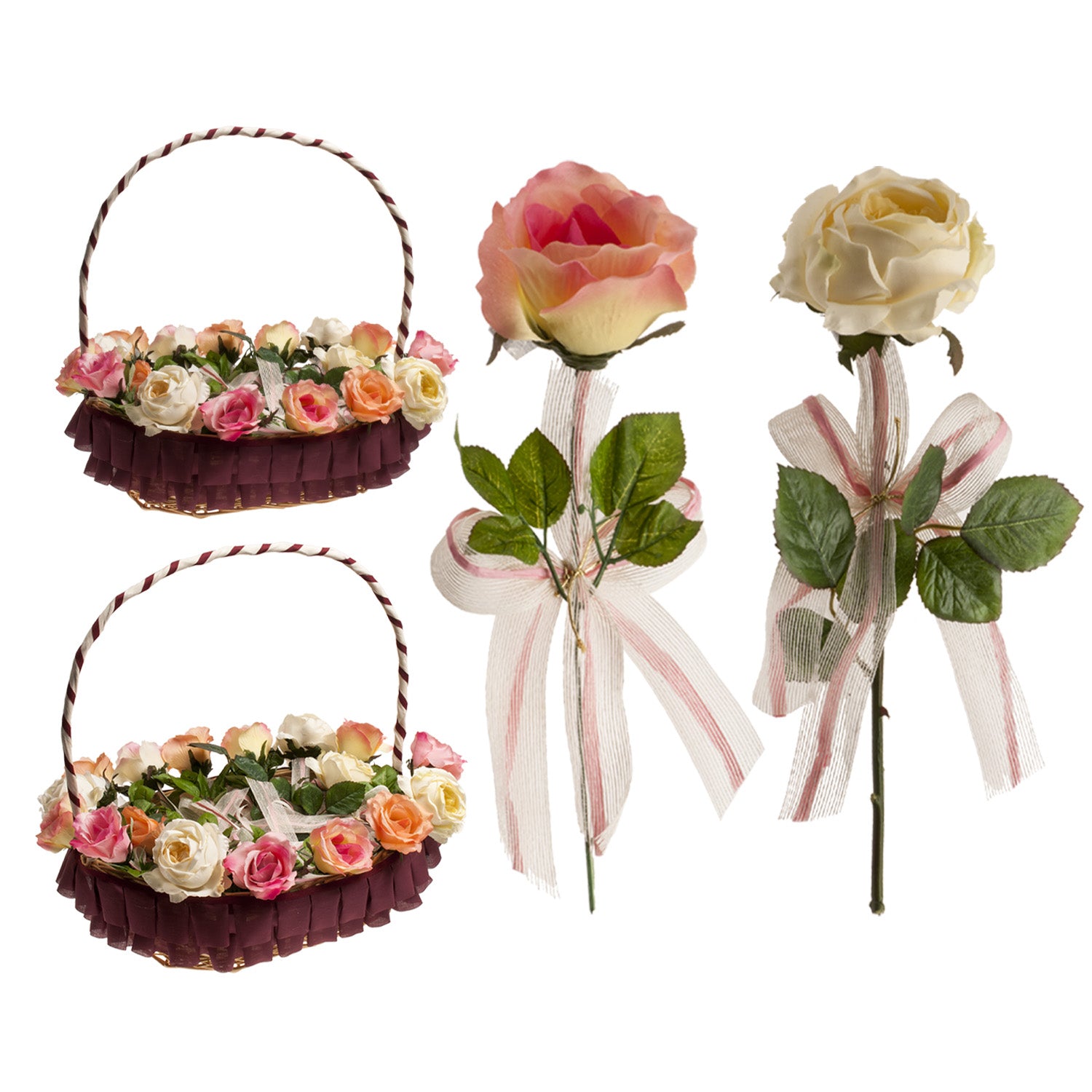 PRESENTACIÓN EN CESTA RAMOS SURTIDOS DE ROSAS