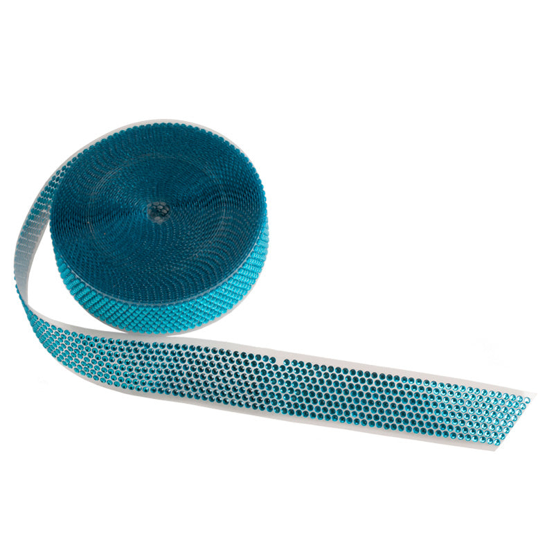 NASTRO STRASS PER TORTE 8 FILE AZZURRO 10 METRI