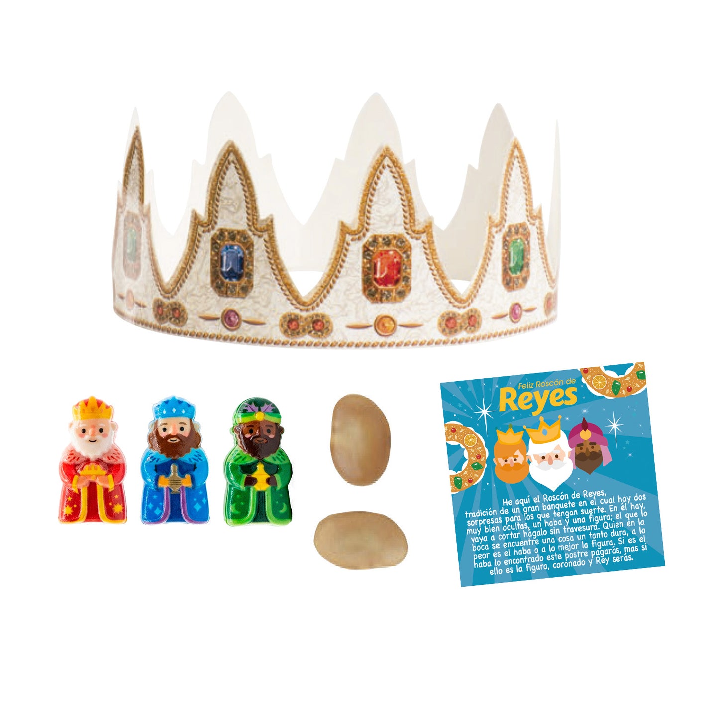 CAJA SURTIDO ROSCÓN CORONA DIADEMA, REY PVC Y TARJETA CASTELLANO