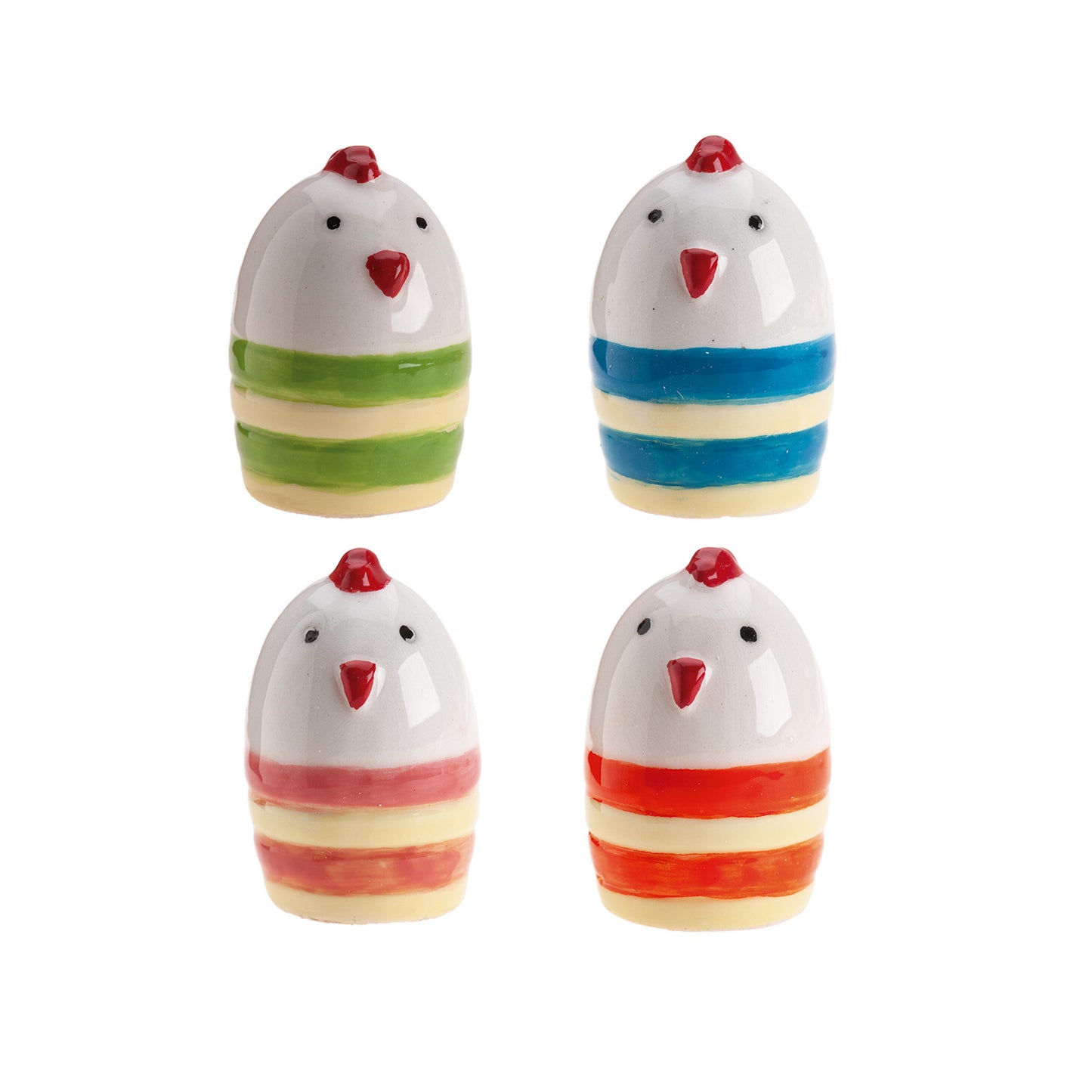 COLOURED CHICKENS 3D KING'S CAKE CERAMIC FIGURINES 3~3.5CM