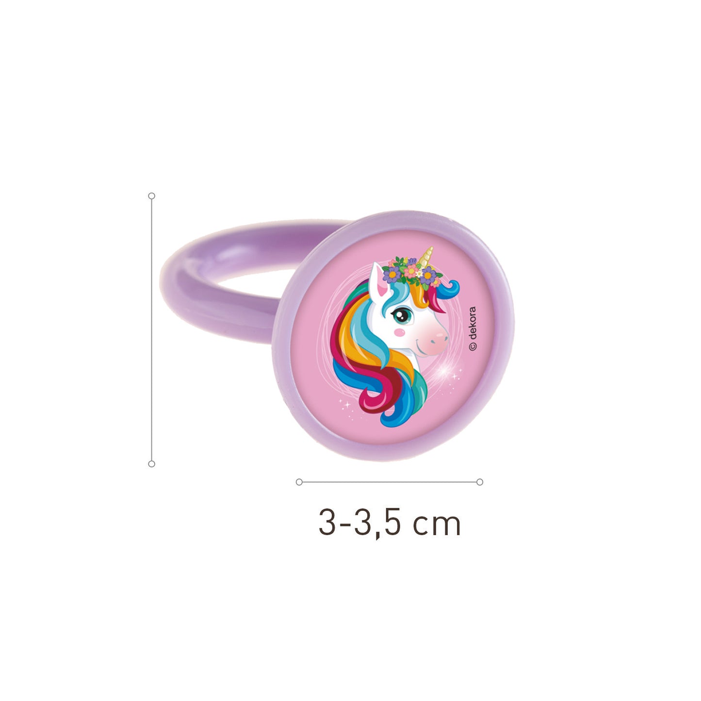 ANÉIS DE PLÁSTICO BOLO DO REI UNICÓRNIO 3D 3~3.5CM