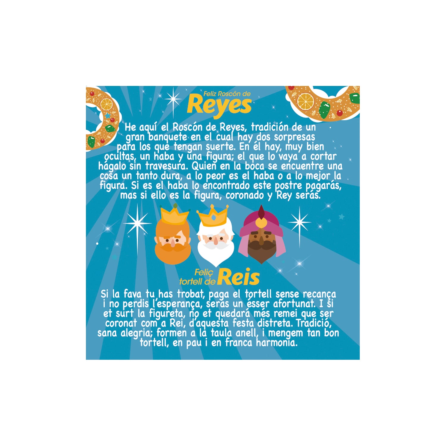 TARJETA ROSCÓN CASTELLANO / CATALÁN 6X6CM