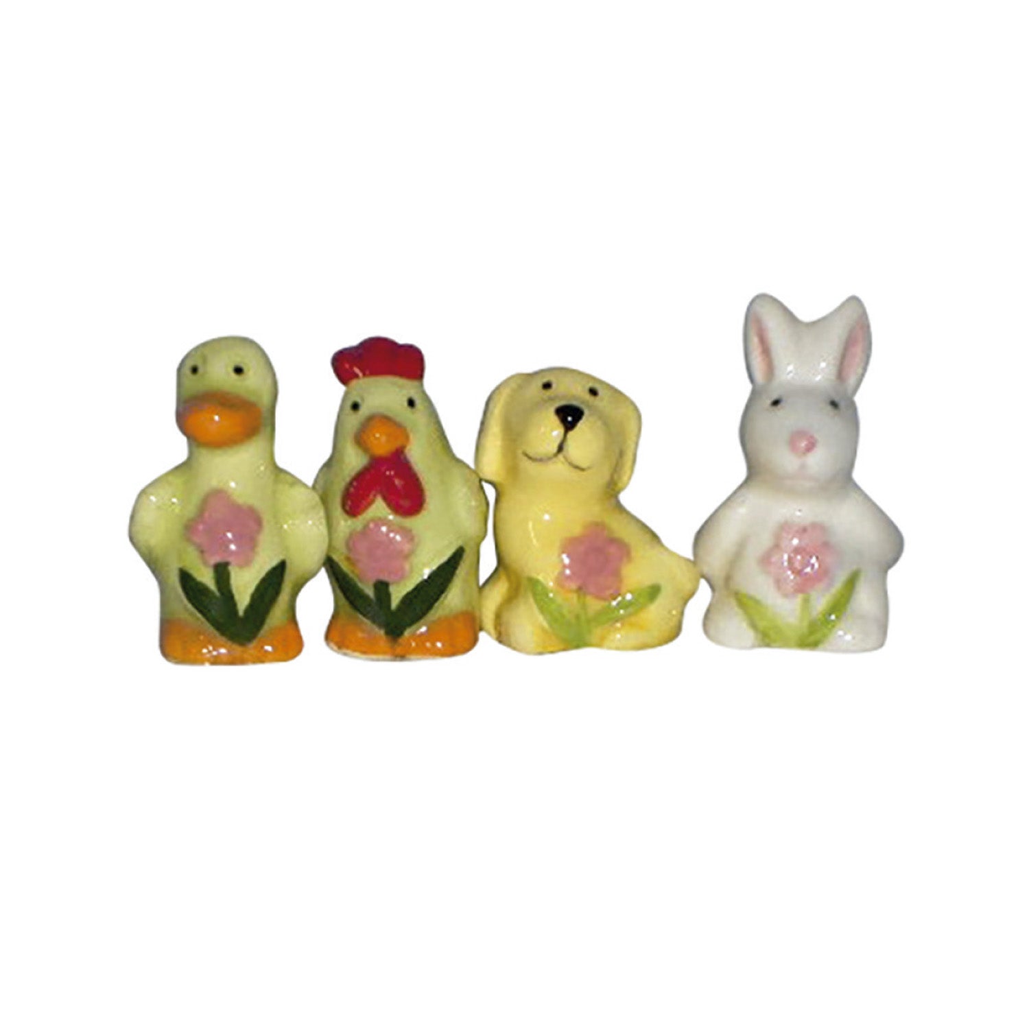CHRISTMAS FIGURINES ANIMALS WITH FLOWERS CERAMIC 3.5-4CM