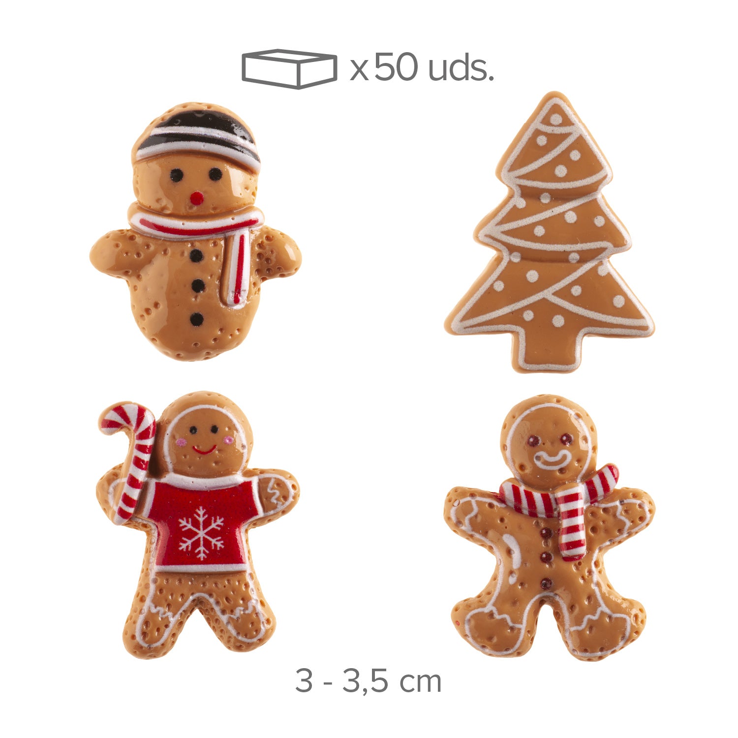 FIGURINES DE NOËL GINGERBREAD 2D 3-3.5CM PVC