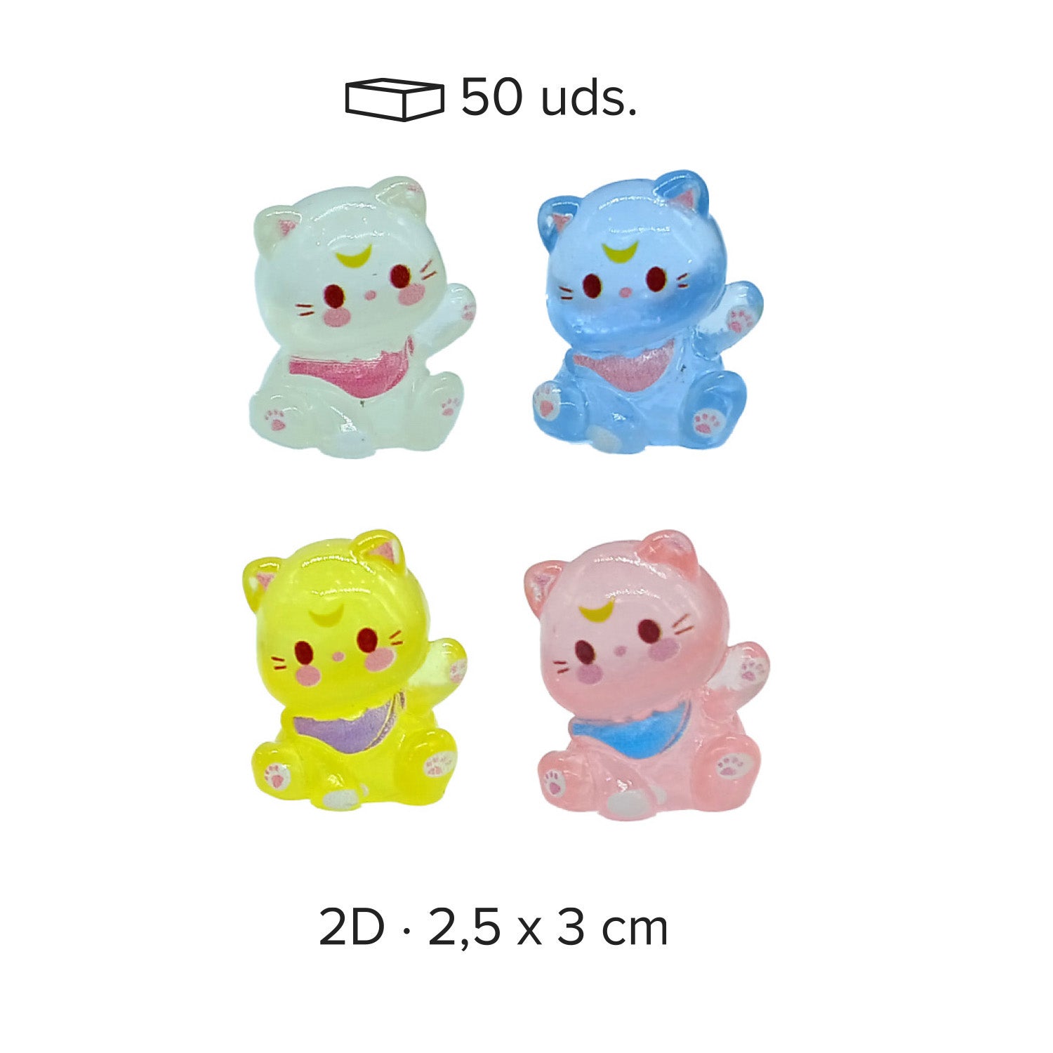 FIGURAS ROSCÓN 3D GATITOS COLORES PVC 1.8X2CM