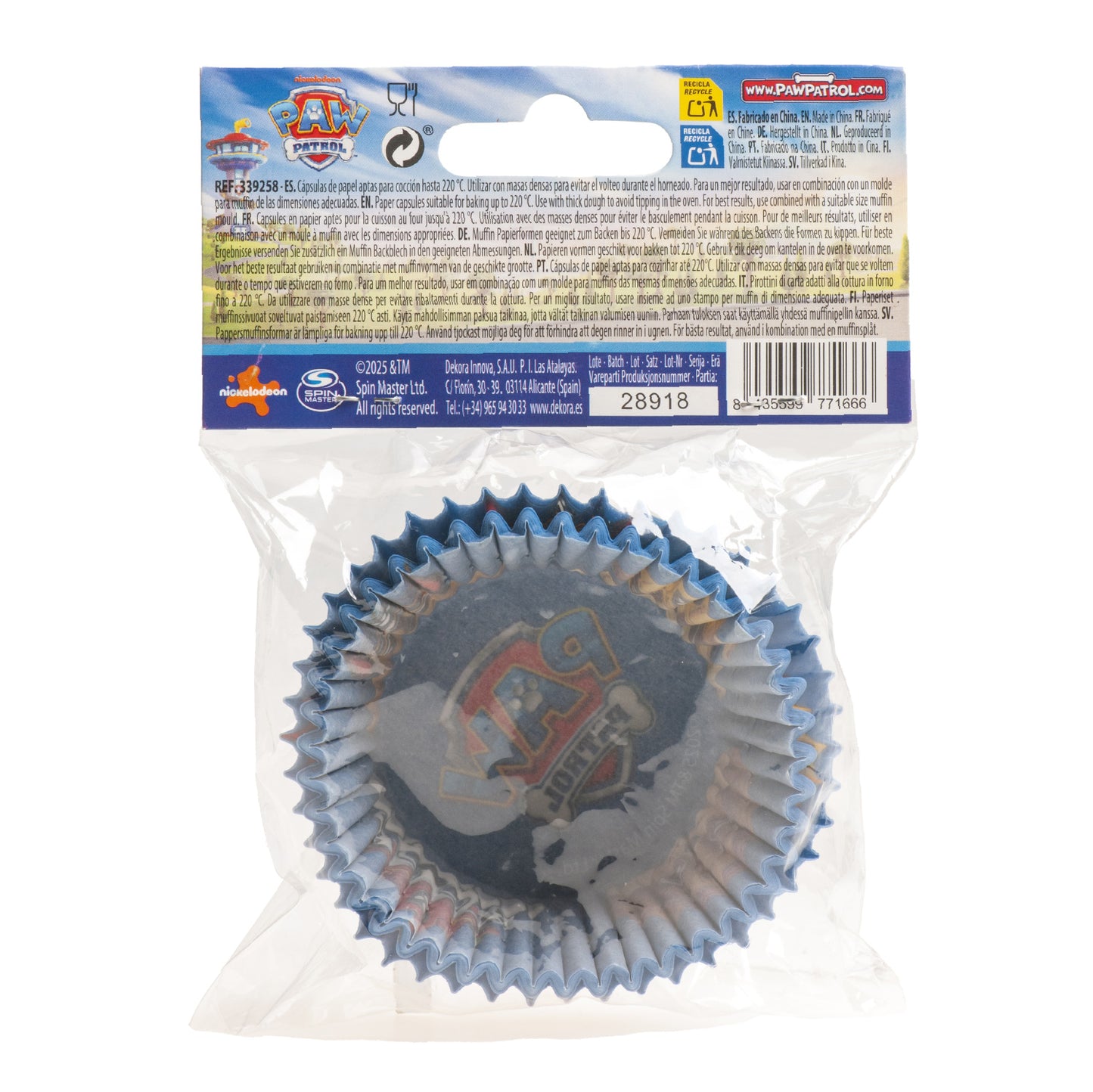 BLISTER 25 CÁPSULAS CUPCAKE PATRULLA CANINA Ø 5CM H 3 CM
