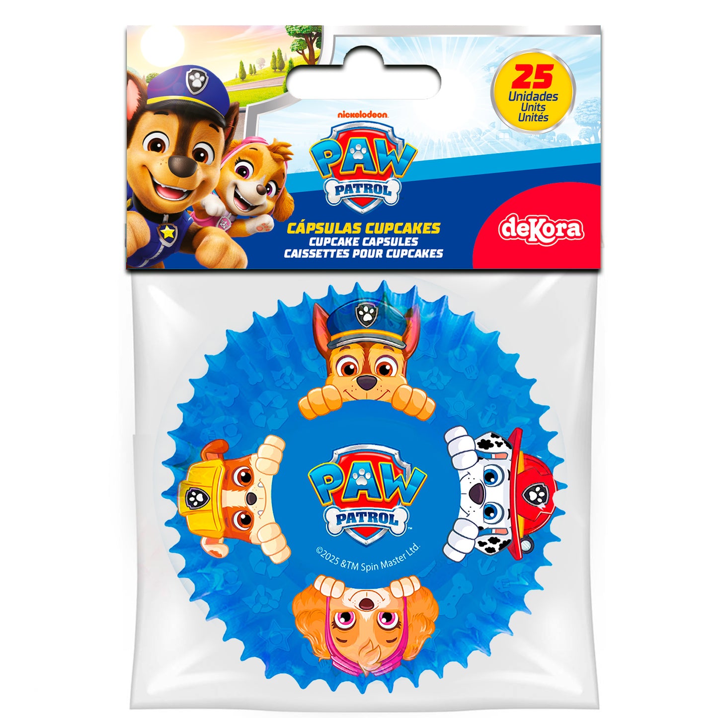 BLISTER 25 CÁPSULAS CUPCAKE PATRULLA CANINA Ø 5CM H 3 CM