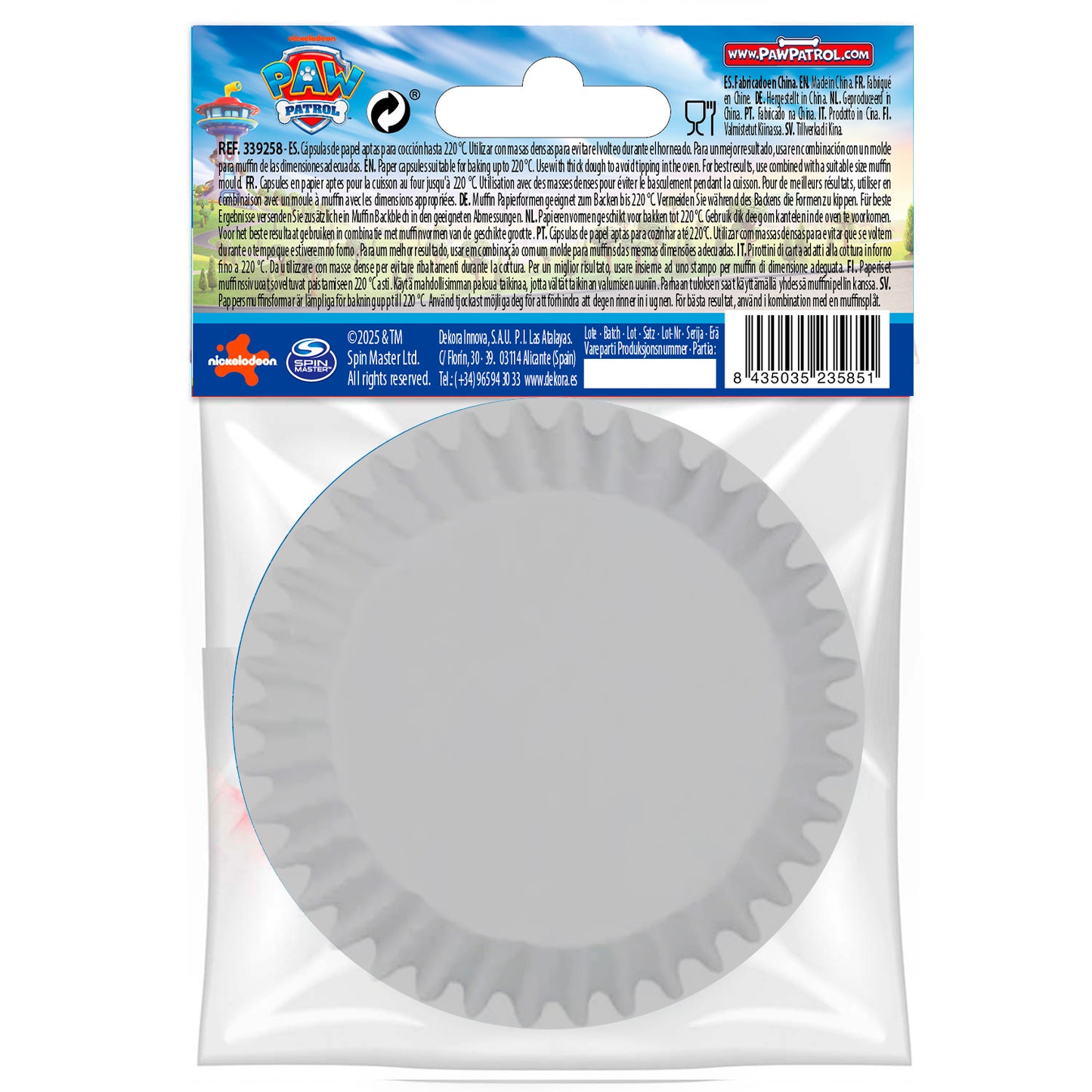 BLISTER 25 PAW PATROL CUPCAKE CAPSULES Ø 5CM H 3 CM