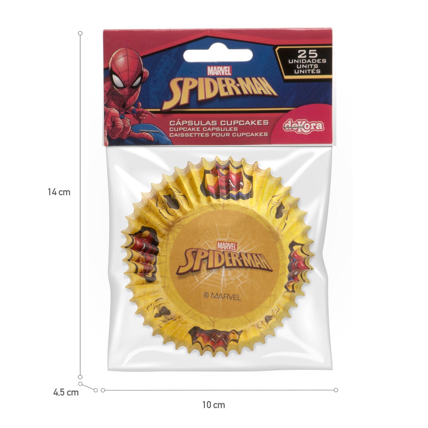 8 BLISTERS 25 CÁPSULAS CUPCAKE SPIDERMAN Ø 5 CM x H 3 CM