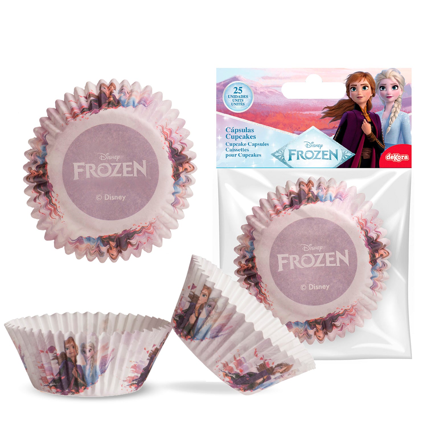 8 BLISTERS 25 CÁPSULAS CUPCAKE FROZEN  Ø 5 CM X H 3 CM