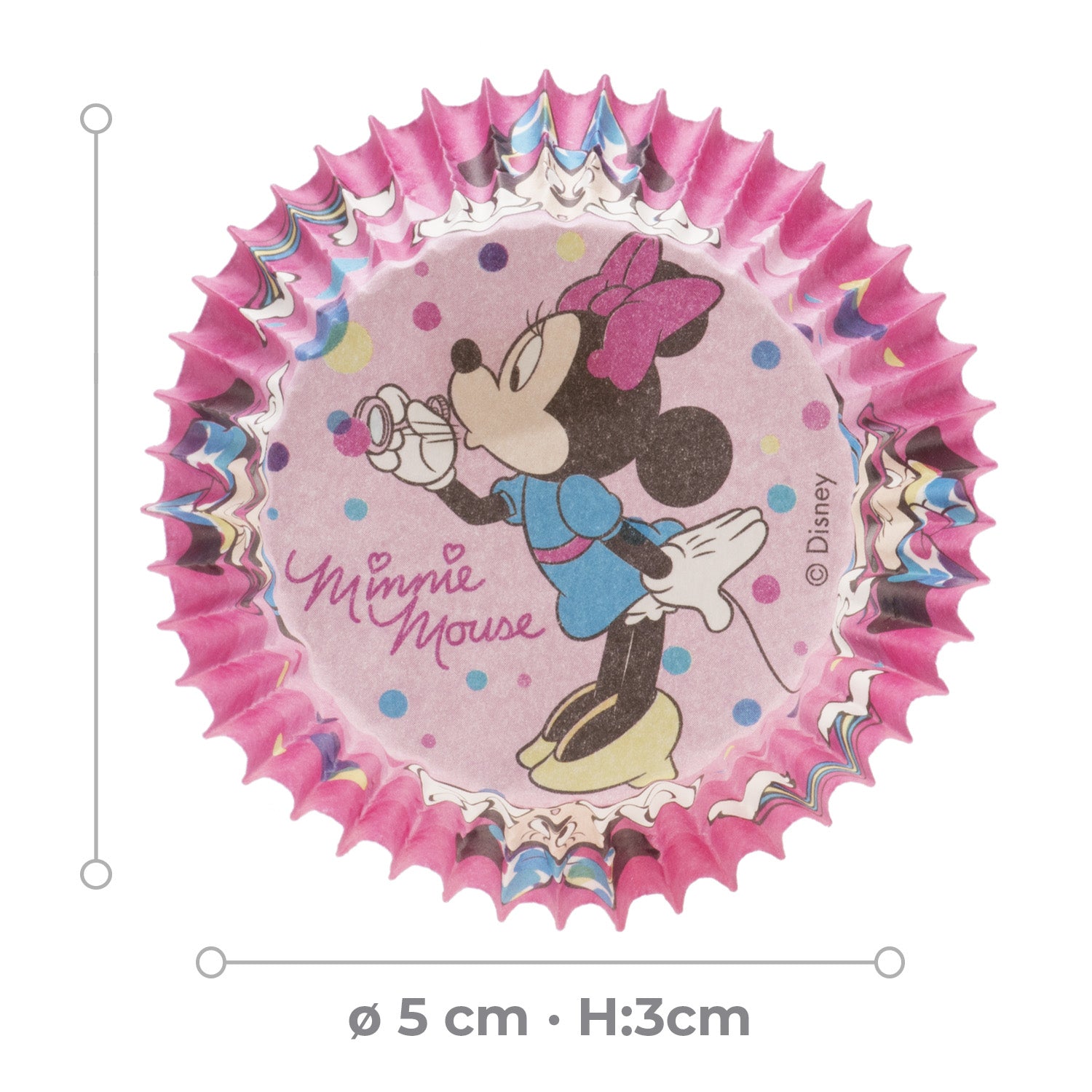 BLISTER 25 MINNIE CUPCAKE PAPER CAPSULES Ø 5CM H 3CM