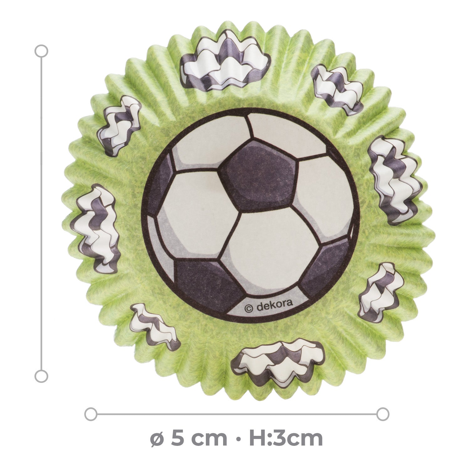 BLISTER 25 CAISSETTES POUR CUPCAKES FOOTBALL Ø 5CM H 3CM