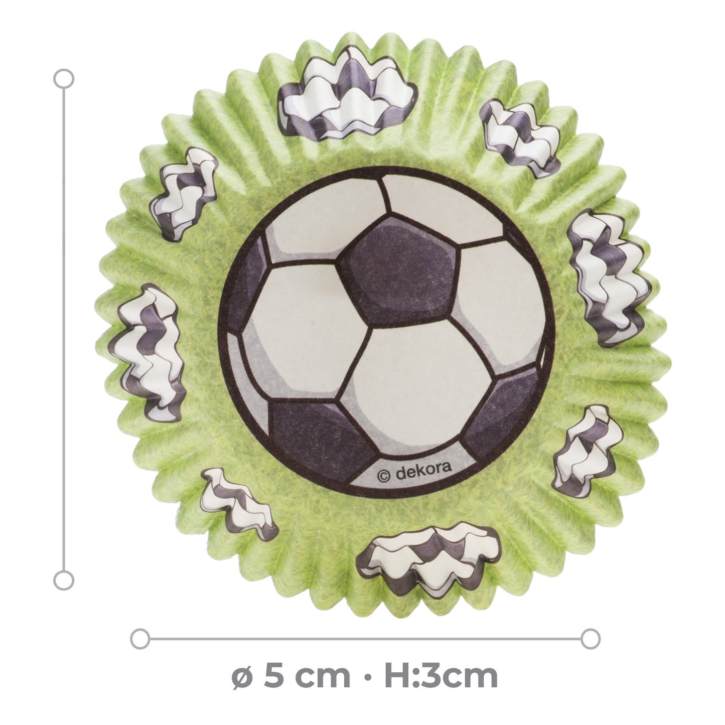 BLISTER 25 CAISSETTES POUR CUPCAKES FOOTBALL Ø 5CM H 3CM