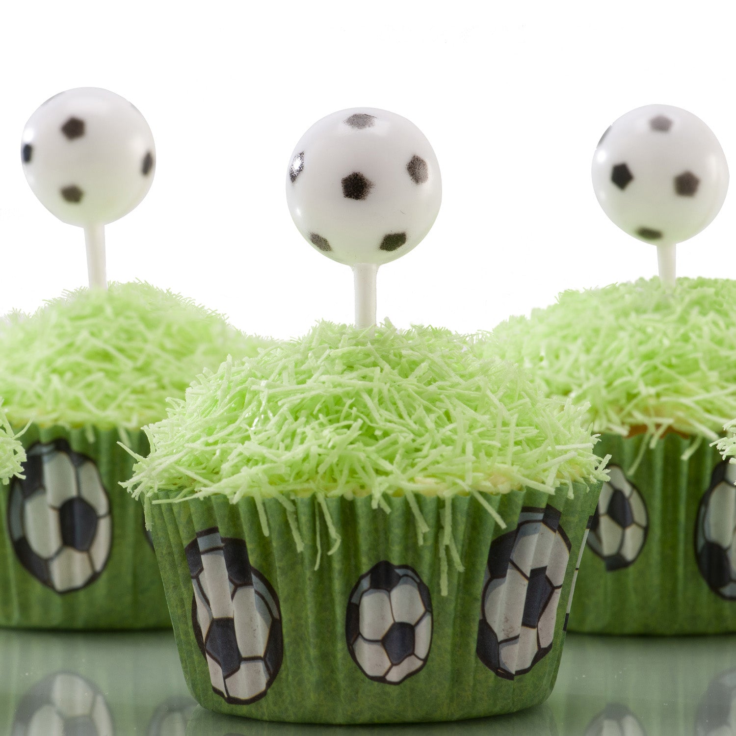 BLISTER 25 CAISSETTES POUR CUPCAKES FOOTBALL Ø 5CM H 3CM