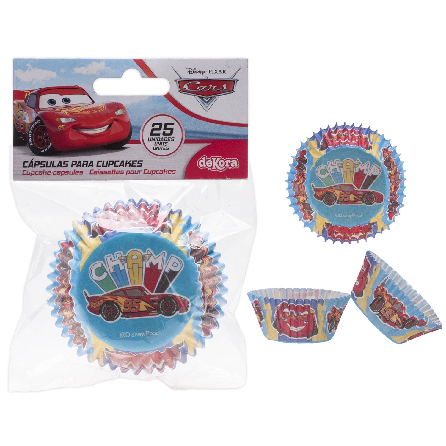 BLISTER 25 CÁPSULAS CUPCAKE CARS Ø 5CM H 3CM