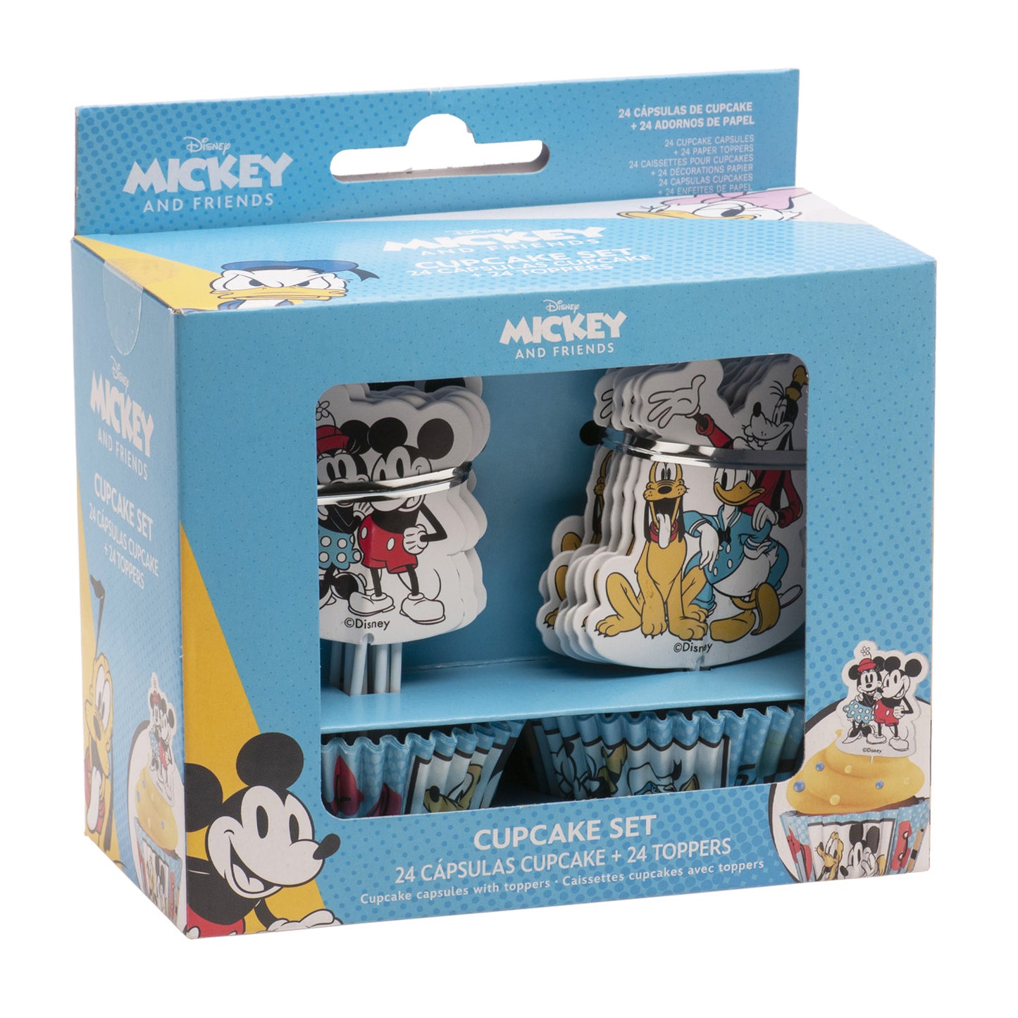 KIT CÁPSULAS CUPCAKE COM TOPPERS MICKEY AND FRIENDS