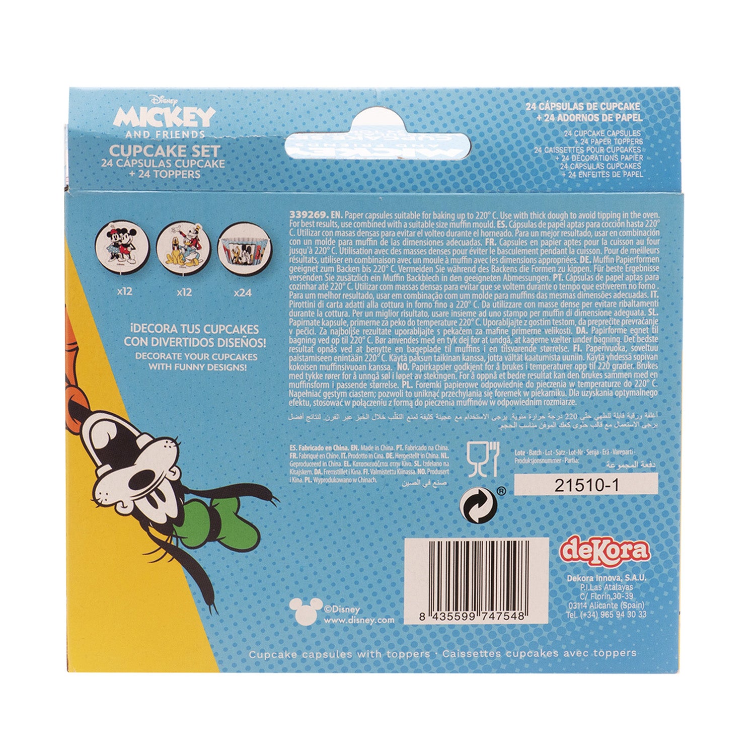 KIT CÁPSULAS CUPCAKE COM TOPPERS MICKEY AND FRIENDS