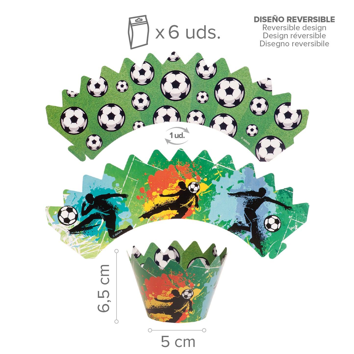 KIT DECORACIÓN CUPCAKE CON TOPPERS FÚTBOL