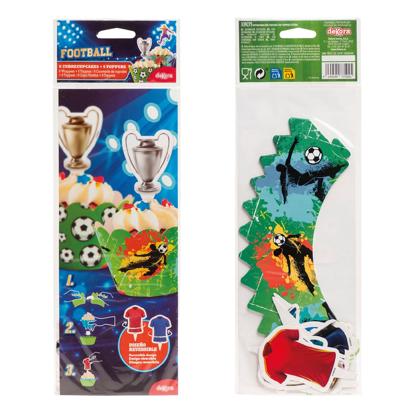 KIT DECORACIÓN CUPCAKE CON TOPPERS FÚTBOL