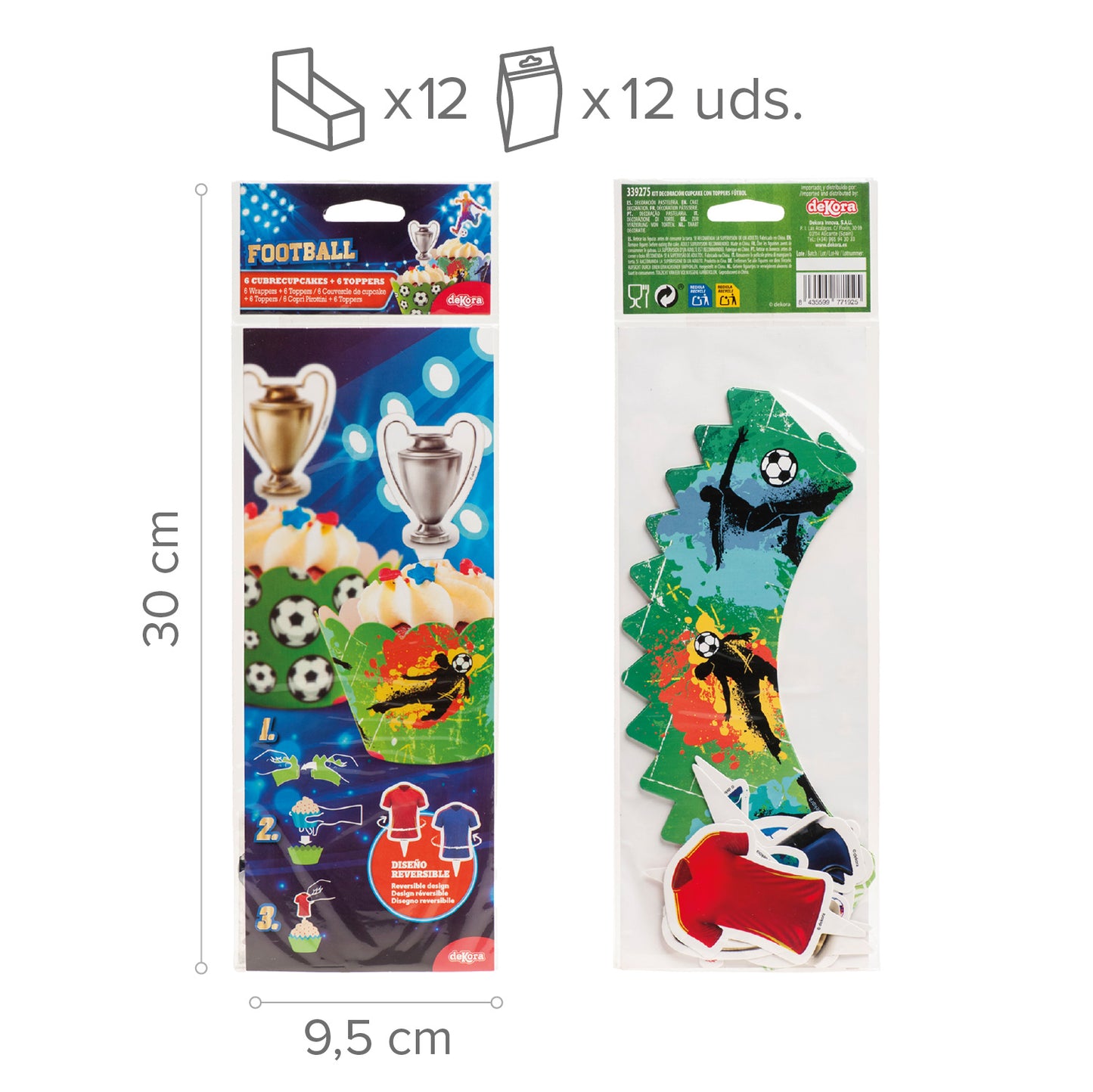 KIT DECORACIÓN CUPCAKE CON TOPPERS FÚTBOL