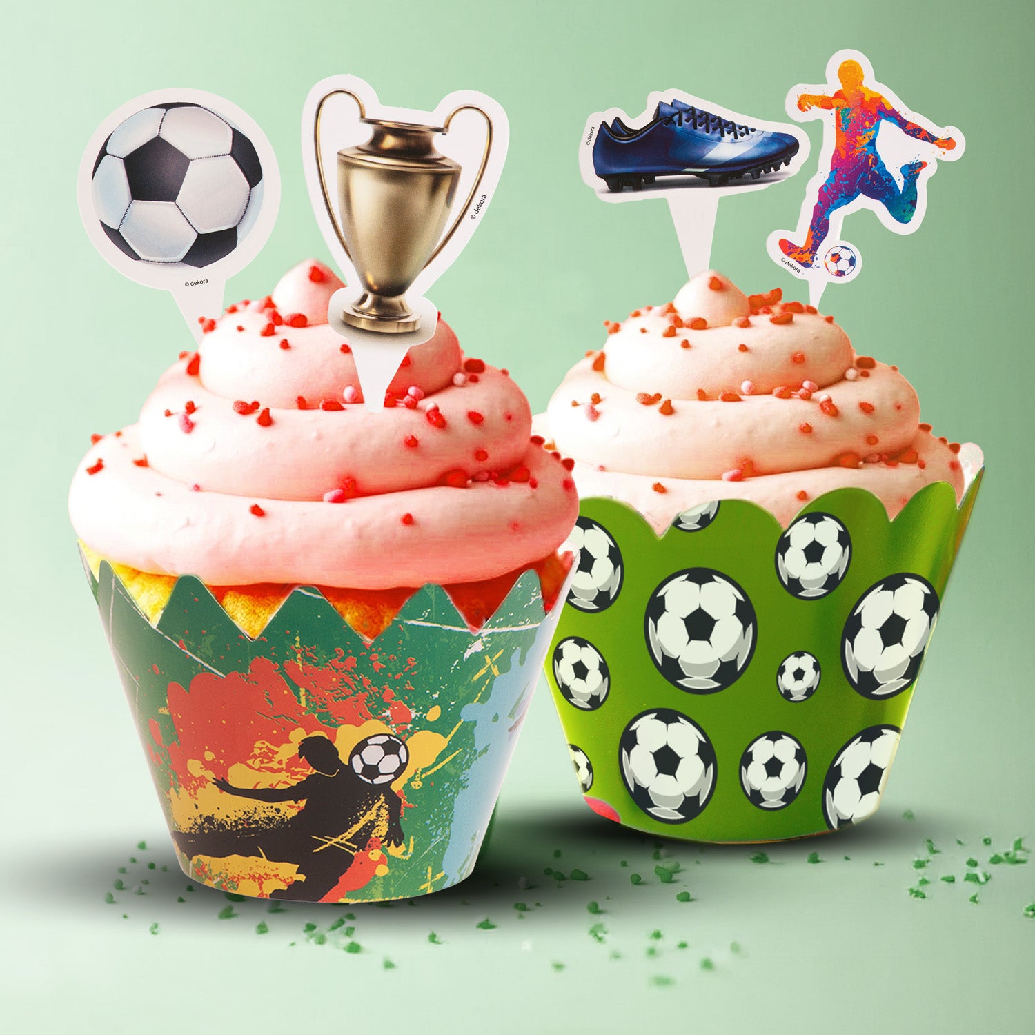 KIT DECORACIÓN CUPCAKE CON TOPPERS FÚTBOL