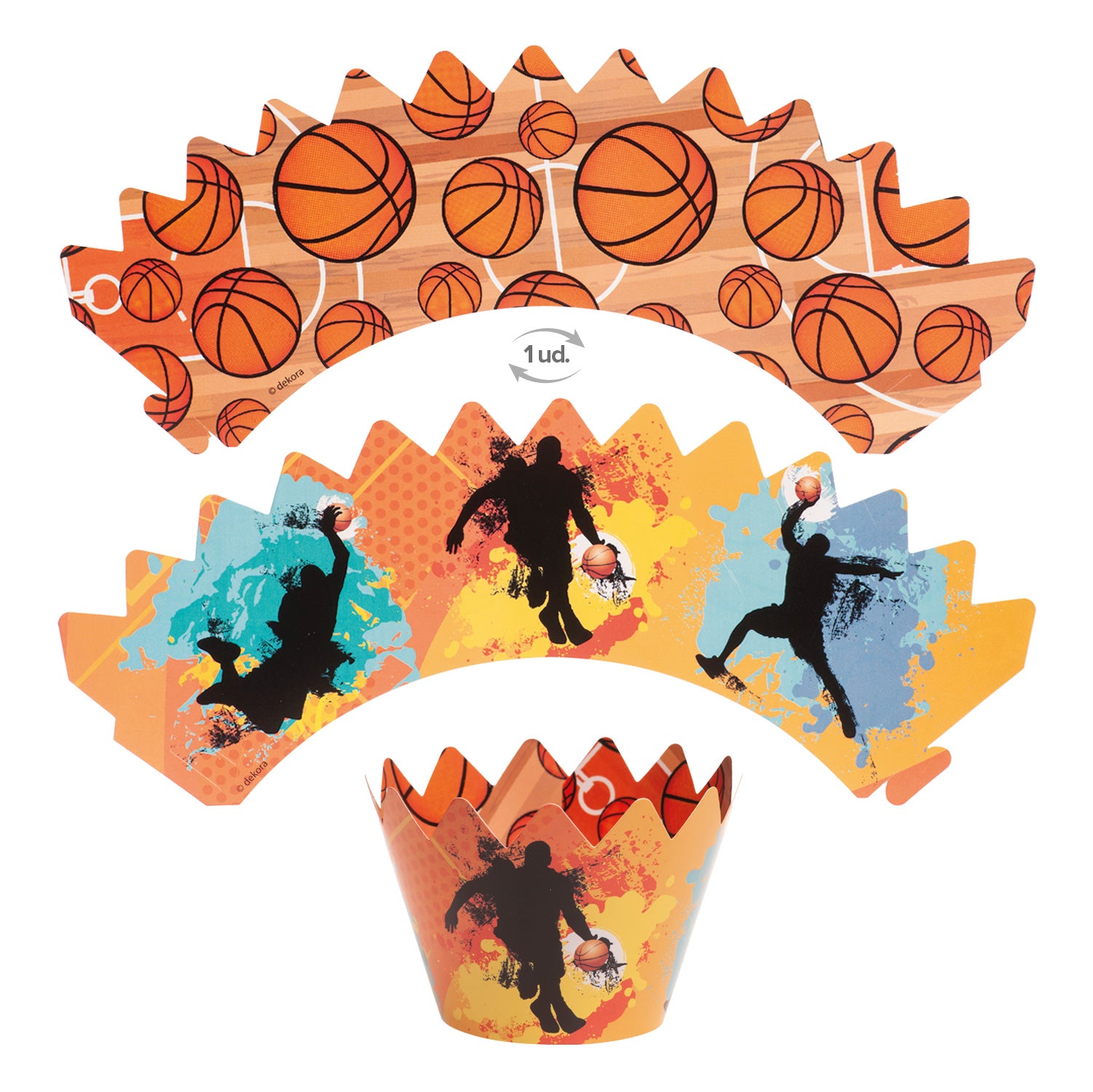 KIT DECORACIÓN CUPCAKE CON TOPPERS BALONCESTO
