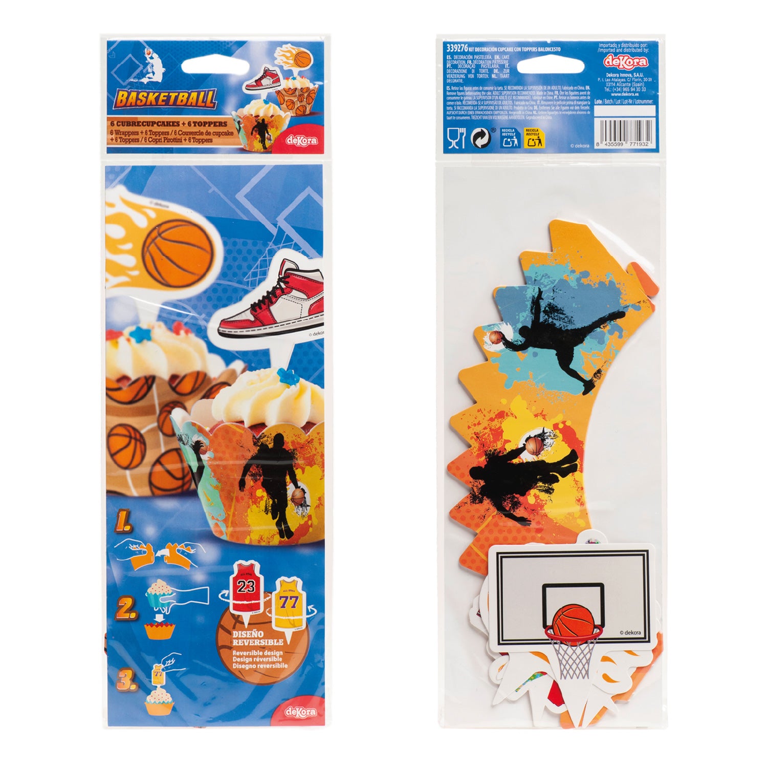 KIT DECORACIÓN CUPCAKE CON TOPPERS BALONCESTO