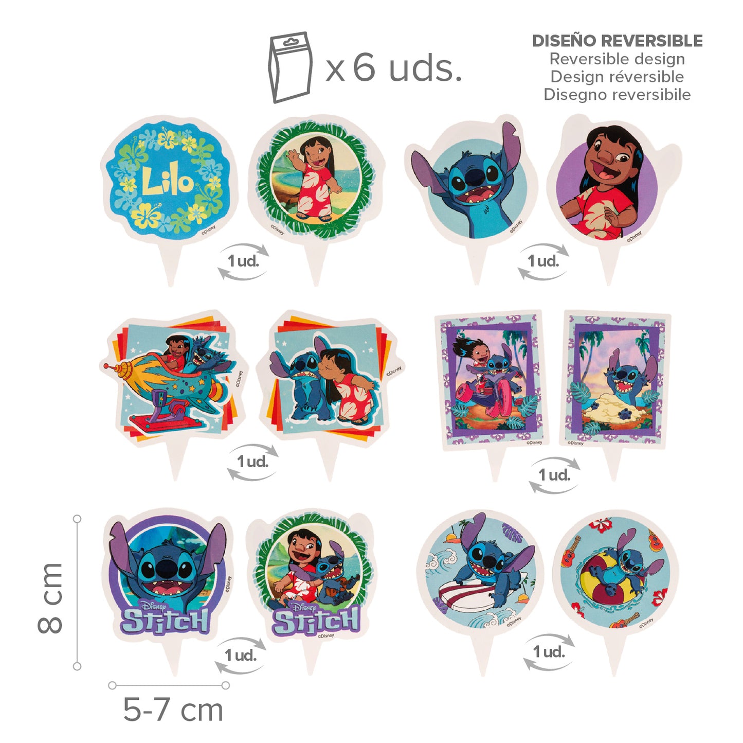 KIT DECORACIÓN CUPCAKE CON TOPPERS STITCH
