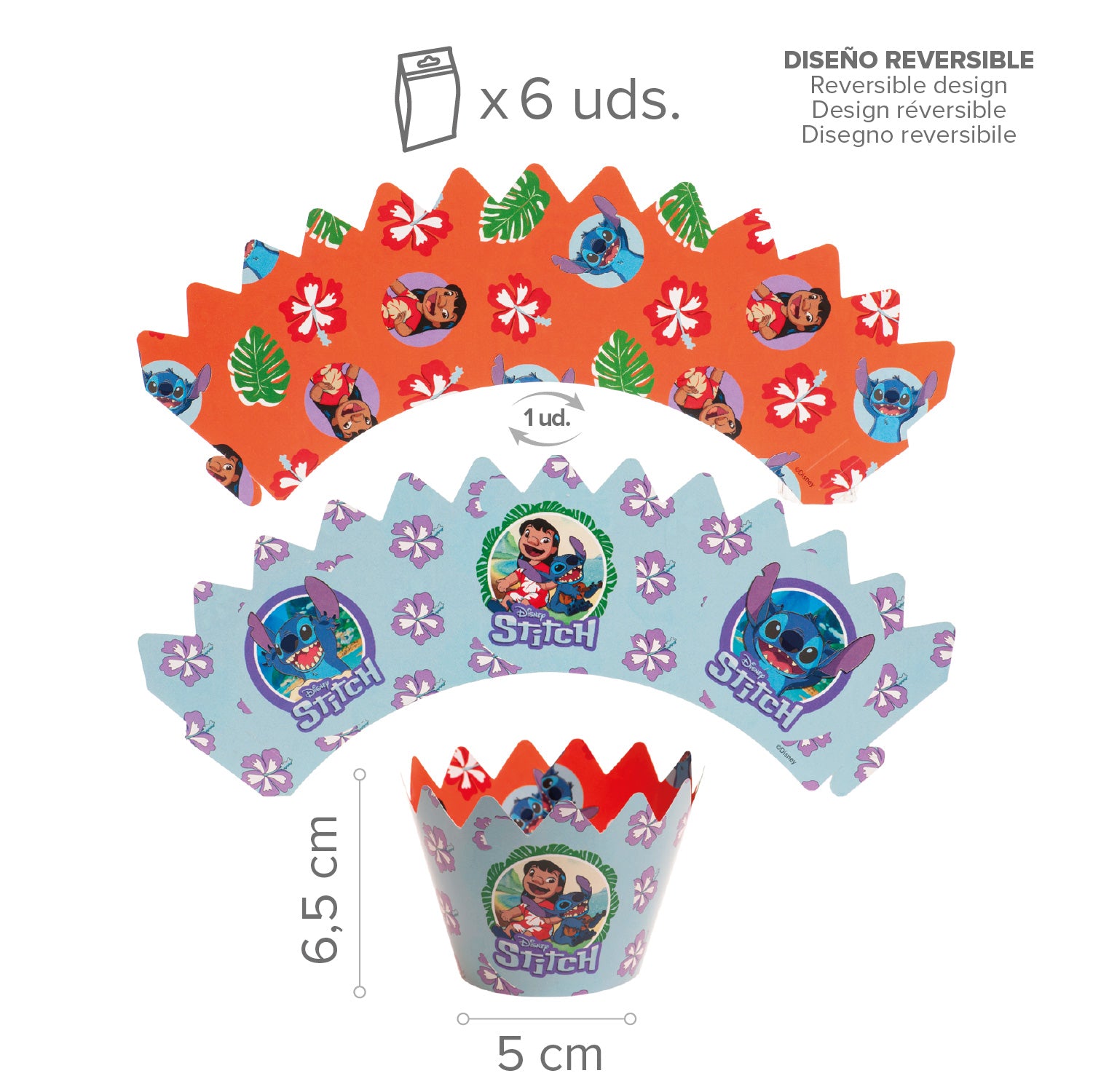 KIT DECORACIÓN CUPCAKE CON TOPPERS STITCH