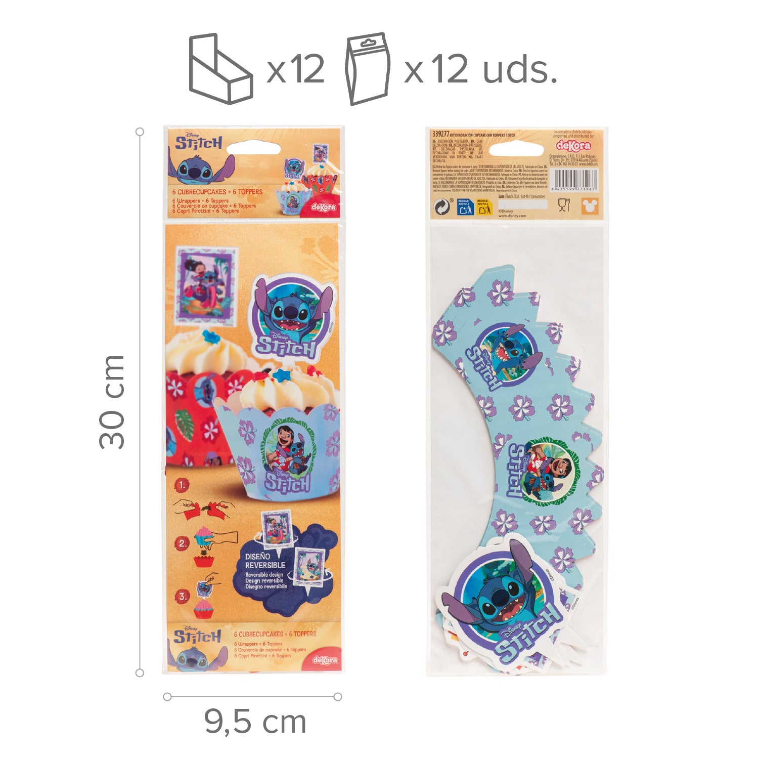 KIT DECORACIÓN CUPCAKE CON TOPPERS STITCH