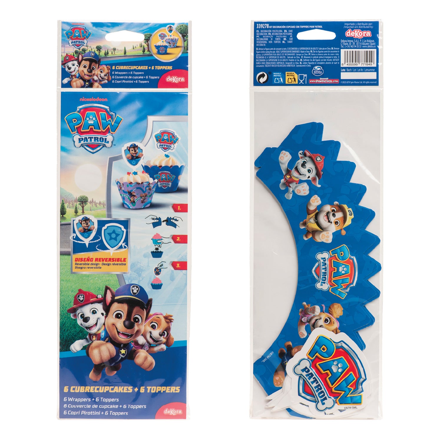 CAPSULAS CUPCAKE CON TOPPERS PAW PATROL 12 UNIDADES