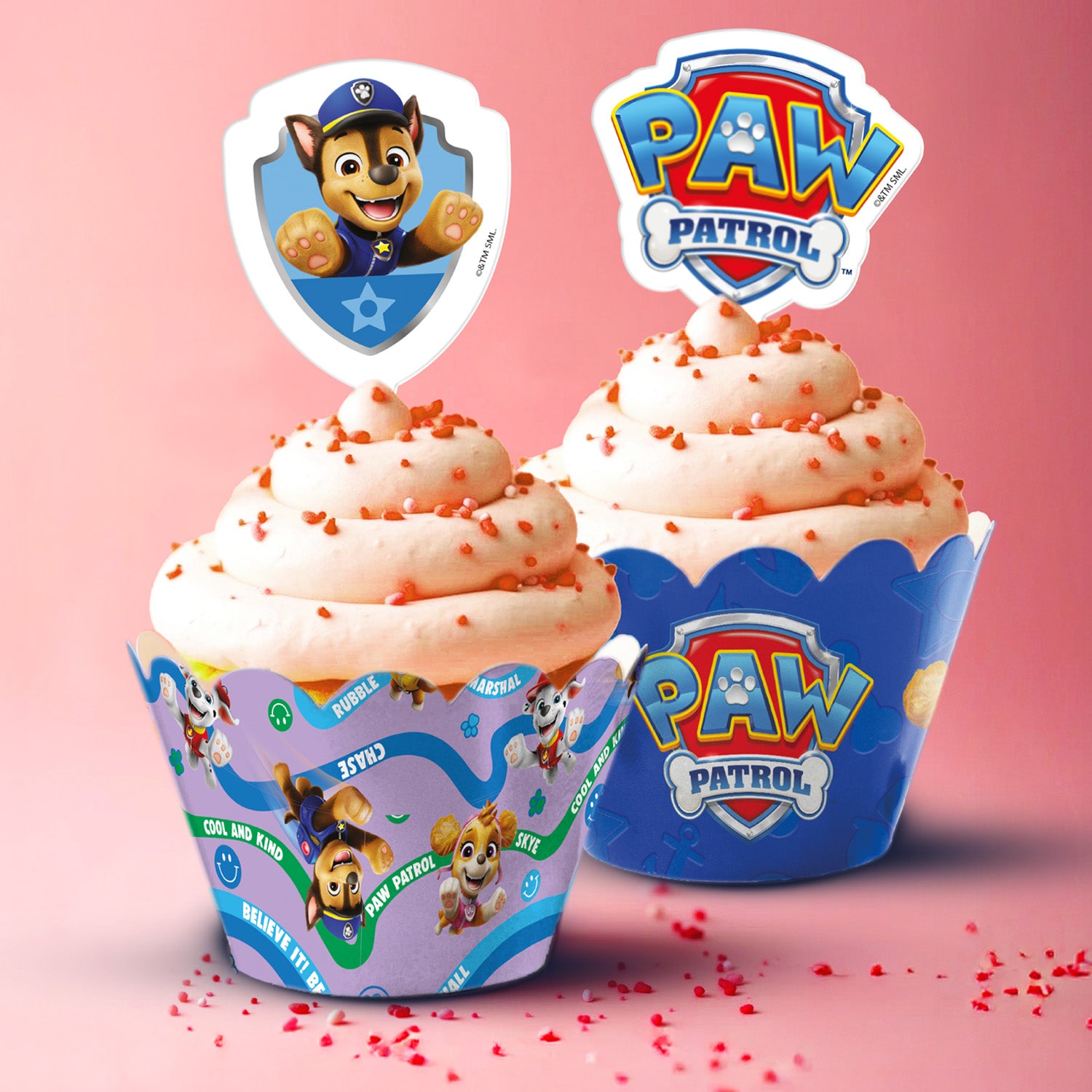 CAPSULAS CUPCAKE CON TOPPERS PAW PATROL 12 UNIDADES