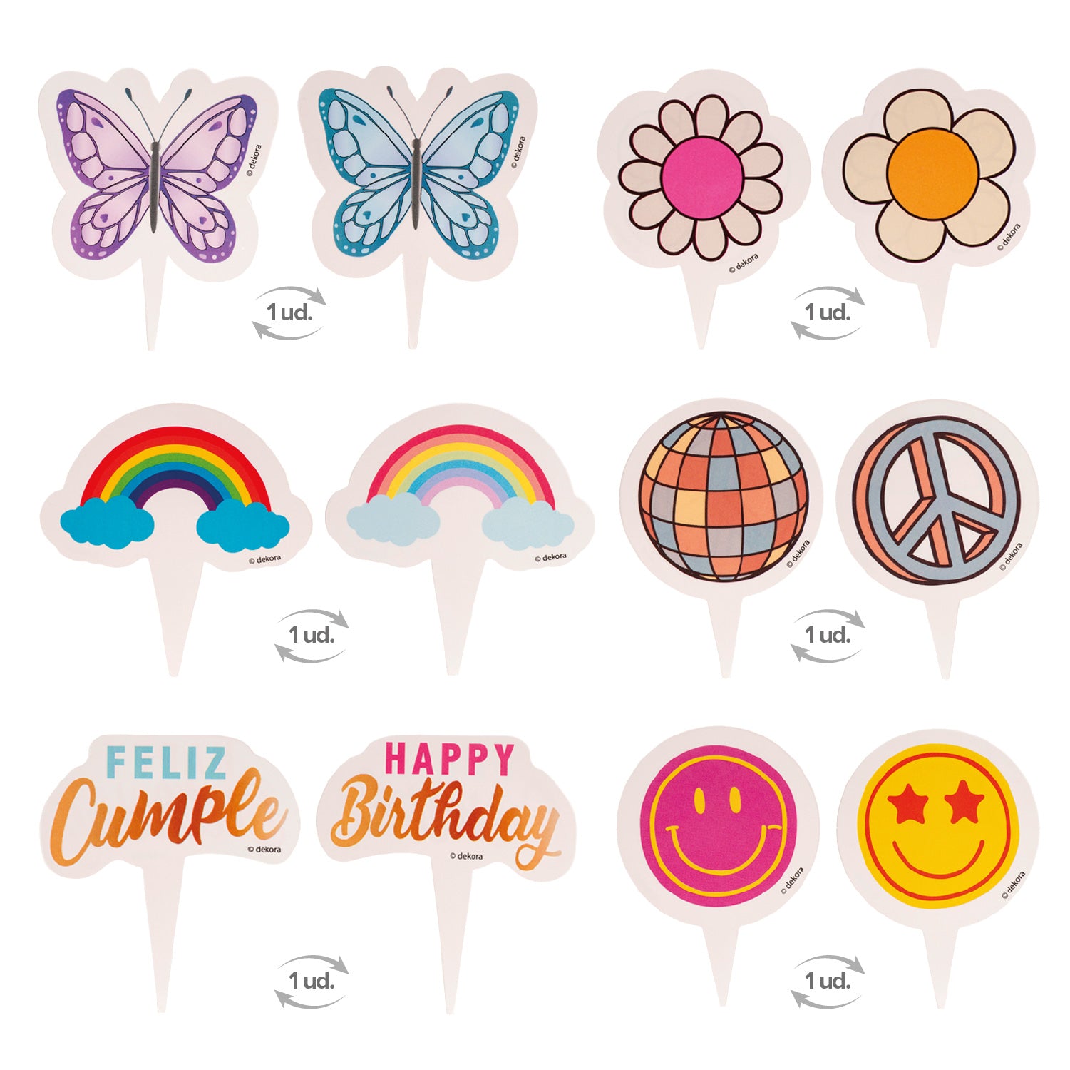 KIT DECORACIÓN CUPCAKE CON TOPPER FELIZ CUMPLEAÑOS