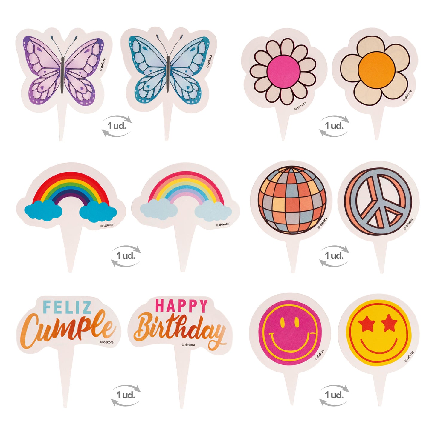 KIT DECORACIÓN CUPCAKE CON TOPPER FELIZ CUMPLEAÑOS
