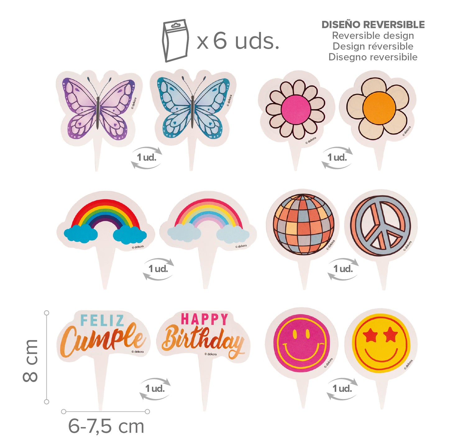 KIT DECORACIÓN CUPCAKE CON TOPPER FELIZ CUMPLEAÑOS