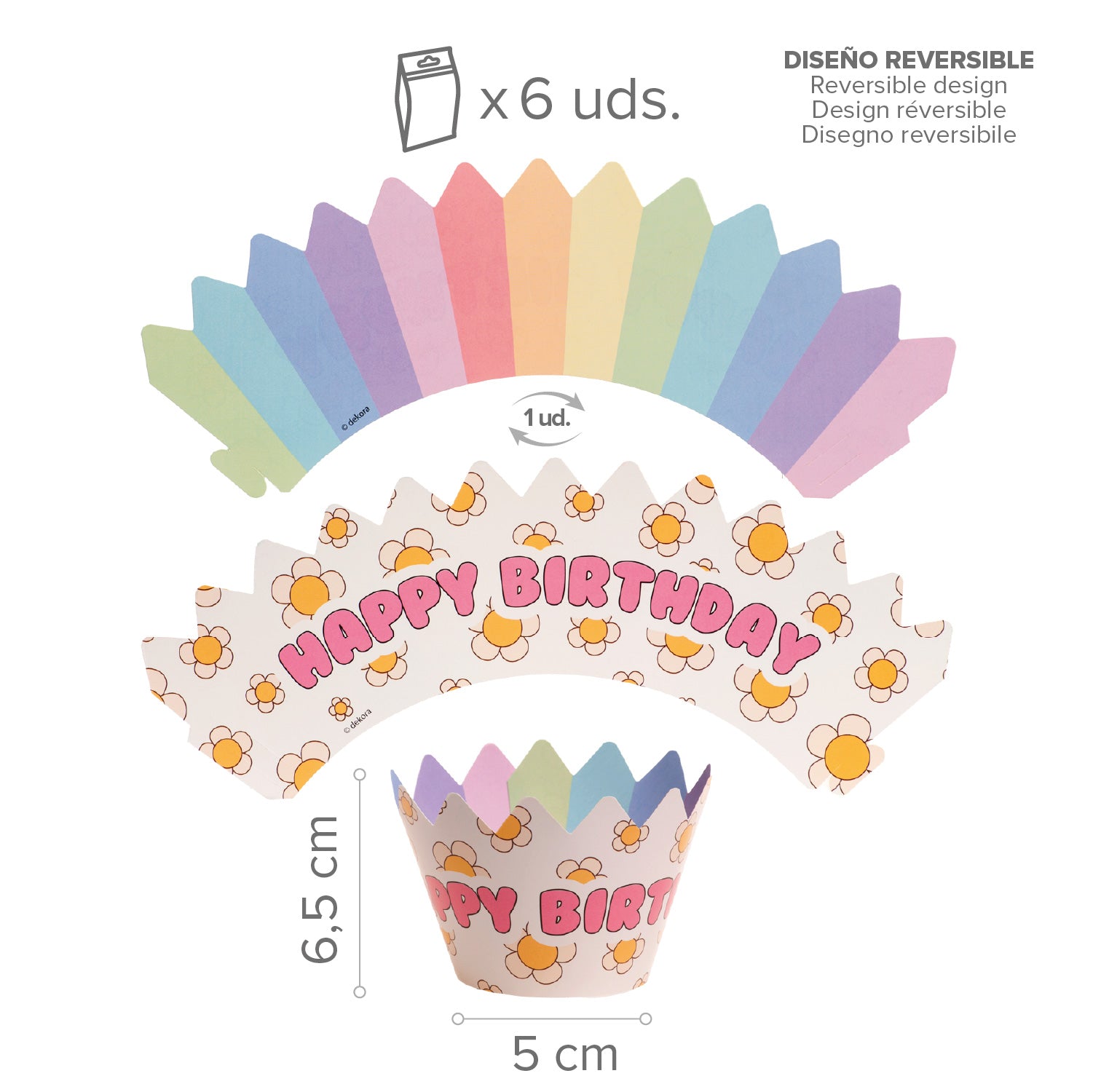 KIT DECO CAISSETTES CUPCAKES JOYEUX ANNIVERSAIRE