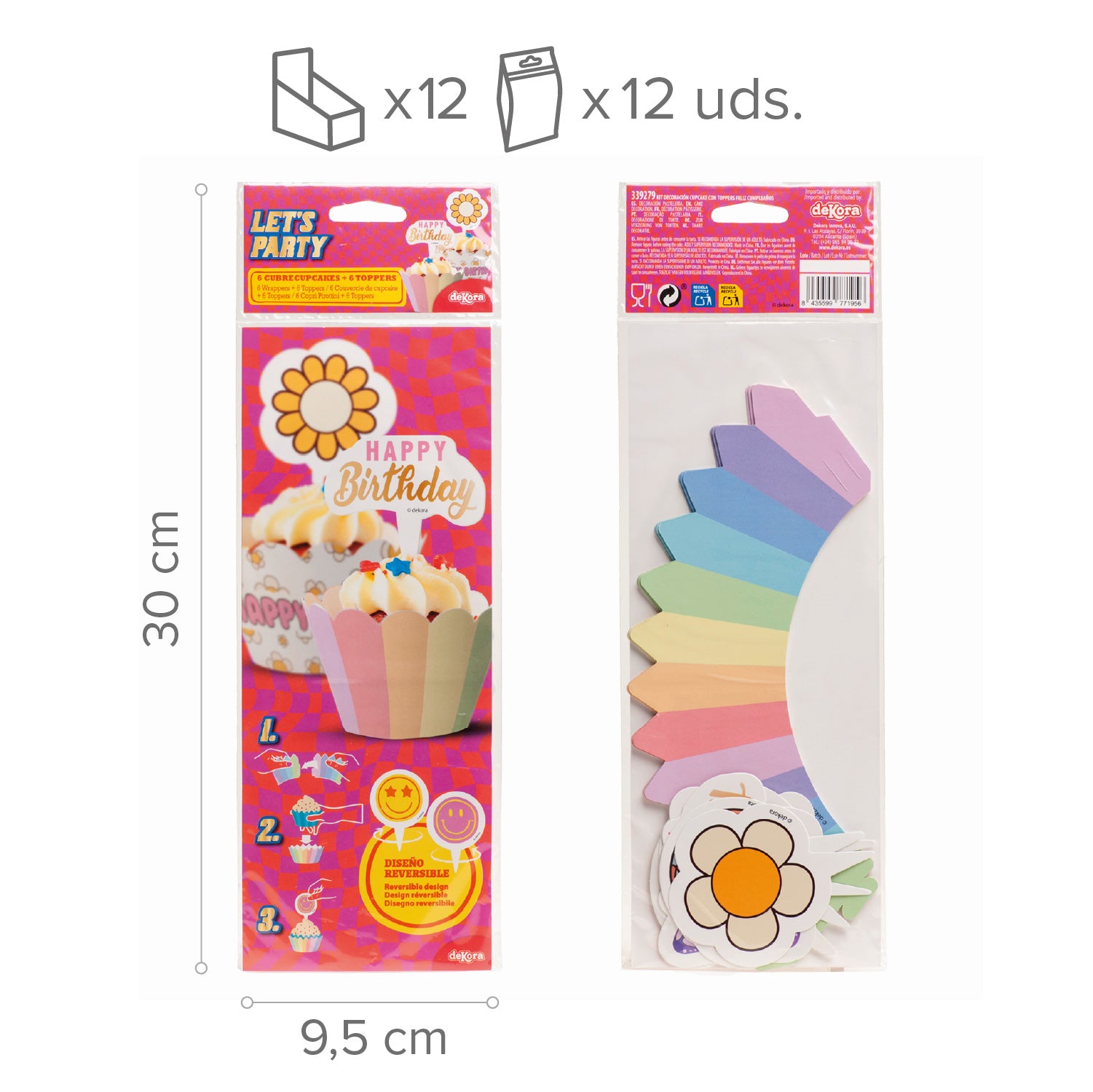 KIT DECORACIÓN CUPCAKE CON TOPPER FELIZ CUMPLEAÑOS
