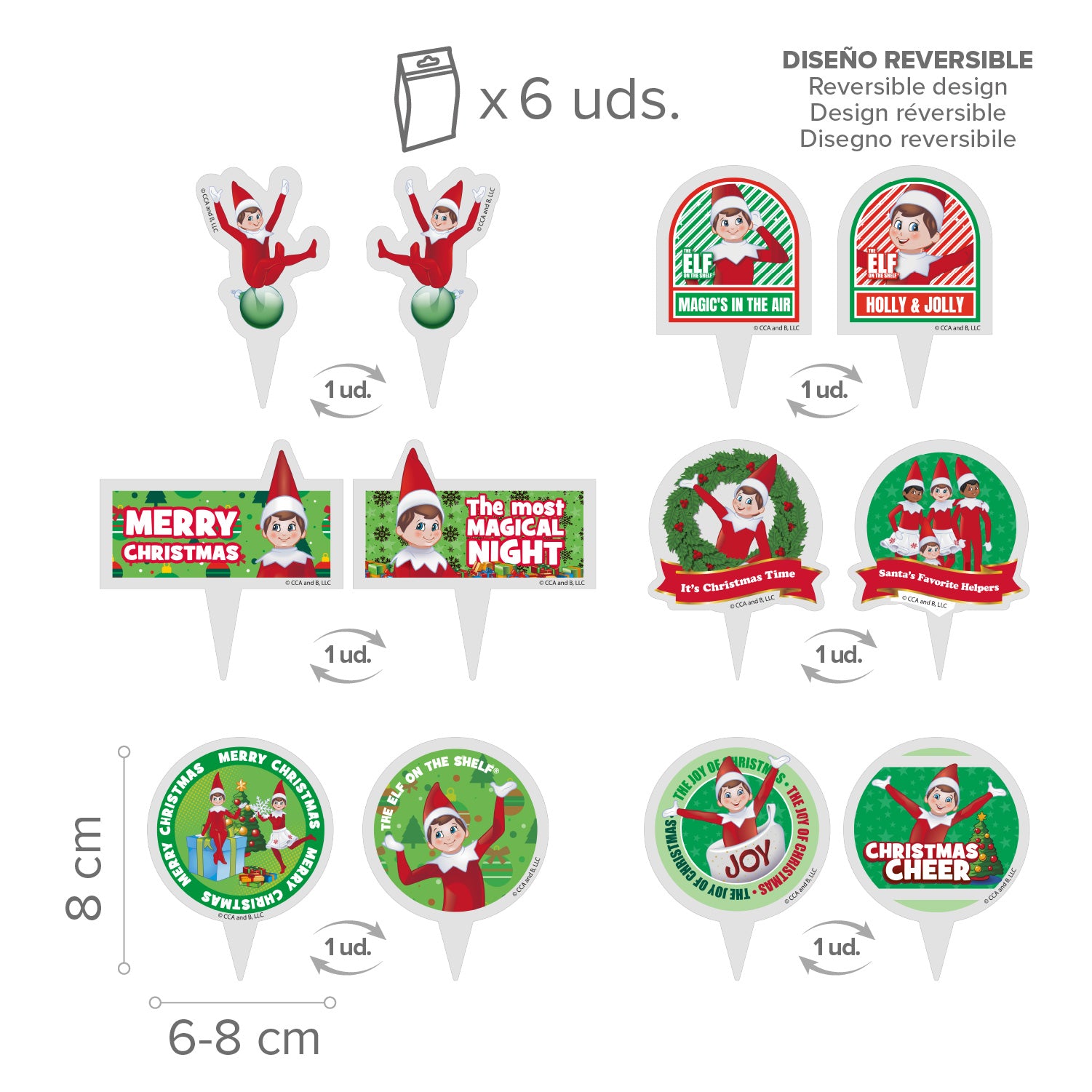 KIT DECORAZIONE CUPCAKE CON TOPPER THE ELF 12 UNITÀ