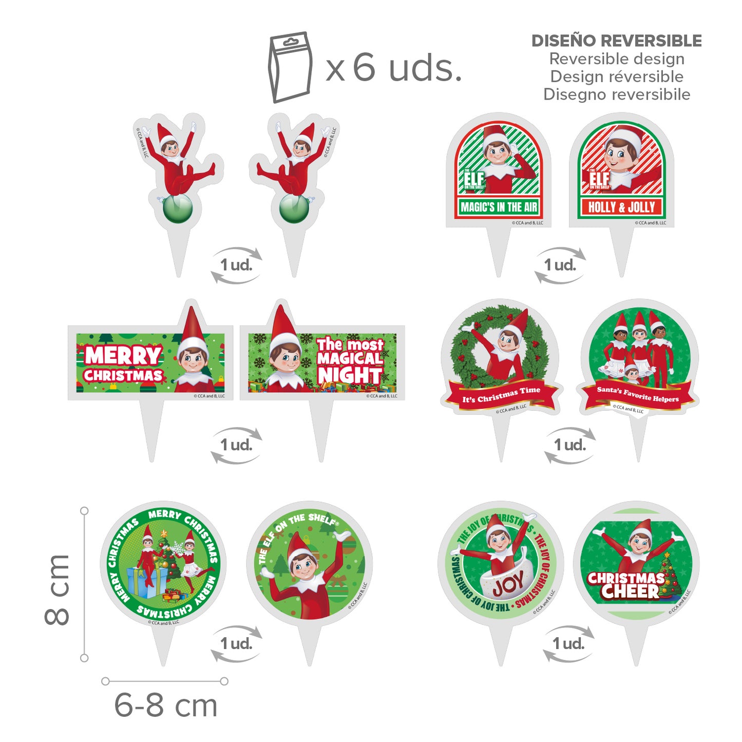 KIT DECORAZIONE CUPCAKE CON TOPPER THE ELF 12 UNITÀ