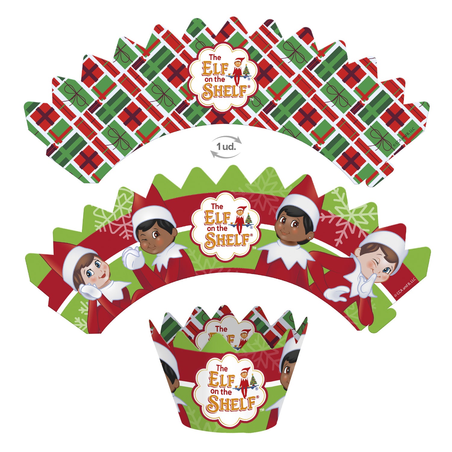 KIT DECORACION ENVOLTURA CUPCAKE CON TOPPERS THE ELF 12UD