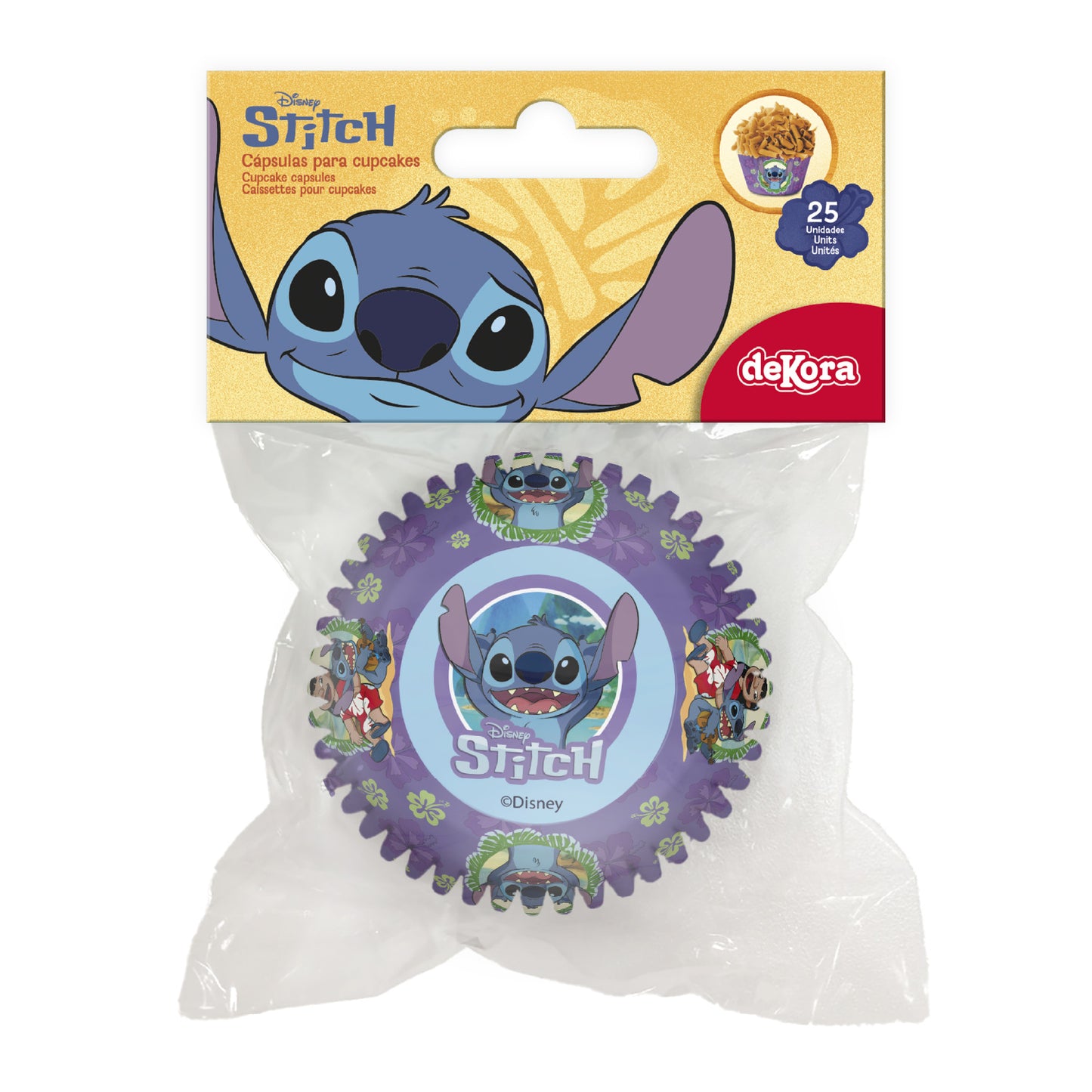 BLISTER 25 CAISSETTES POUR CUPCAKES STITCH Ø 5CM H 3CM