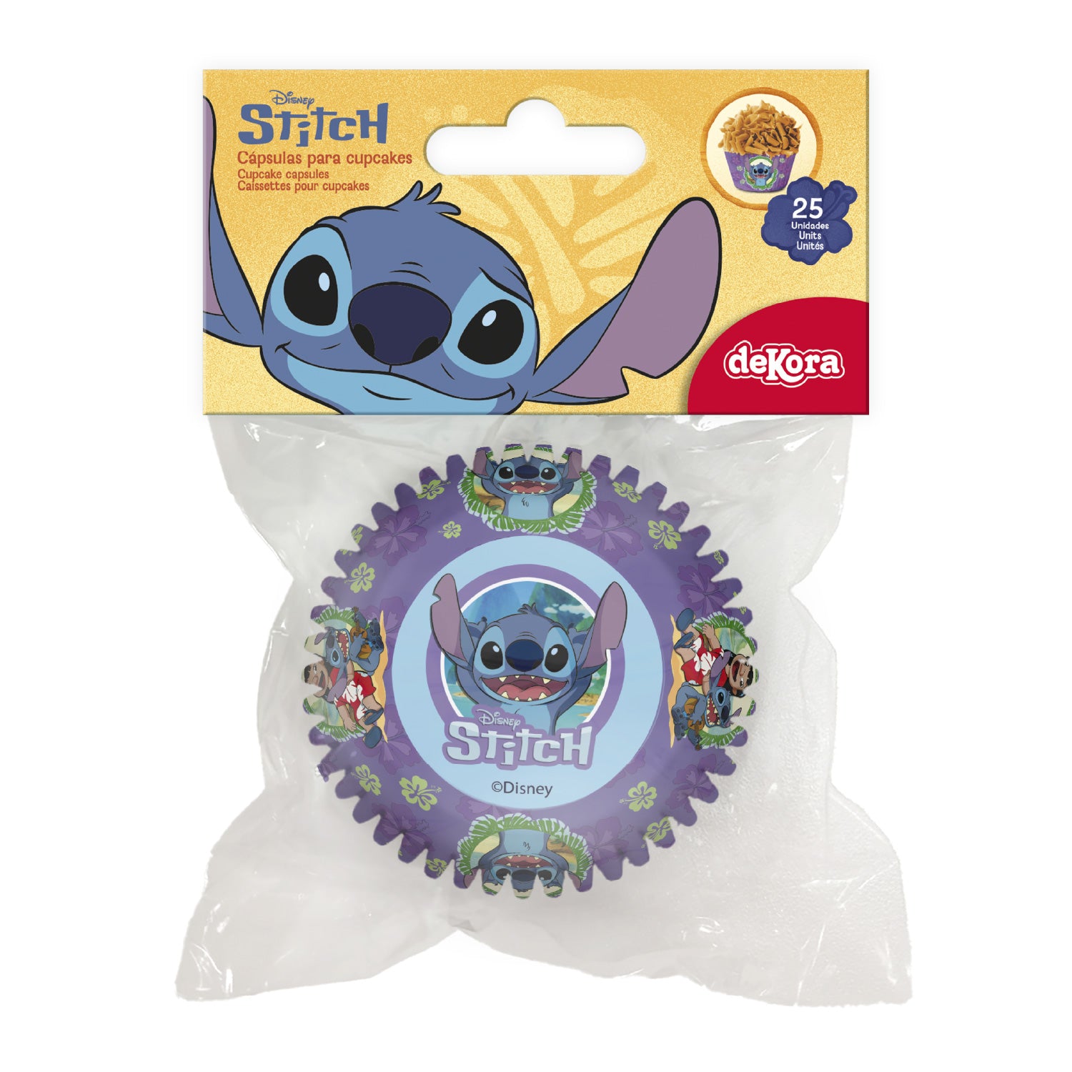 BLISTER 25 CAISSETTES POUR CUPCAKES STITCH Ø 5CM H 3CM