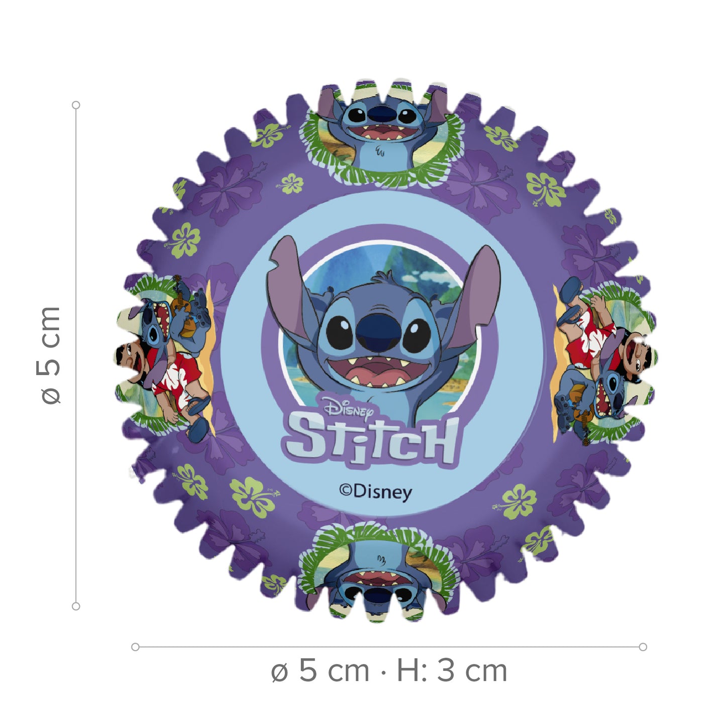 BLISTER 25 CAISSETTES POUR CUPCAKES STITCH Ø 5CM H 3CM