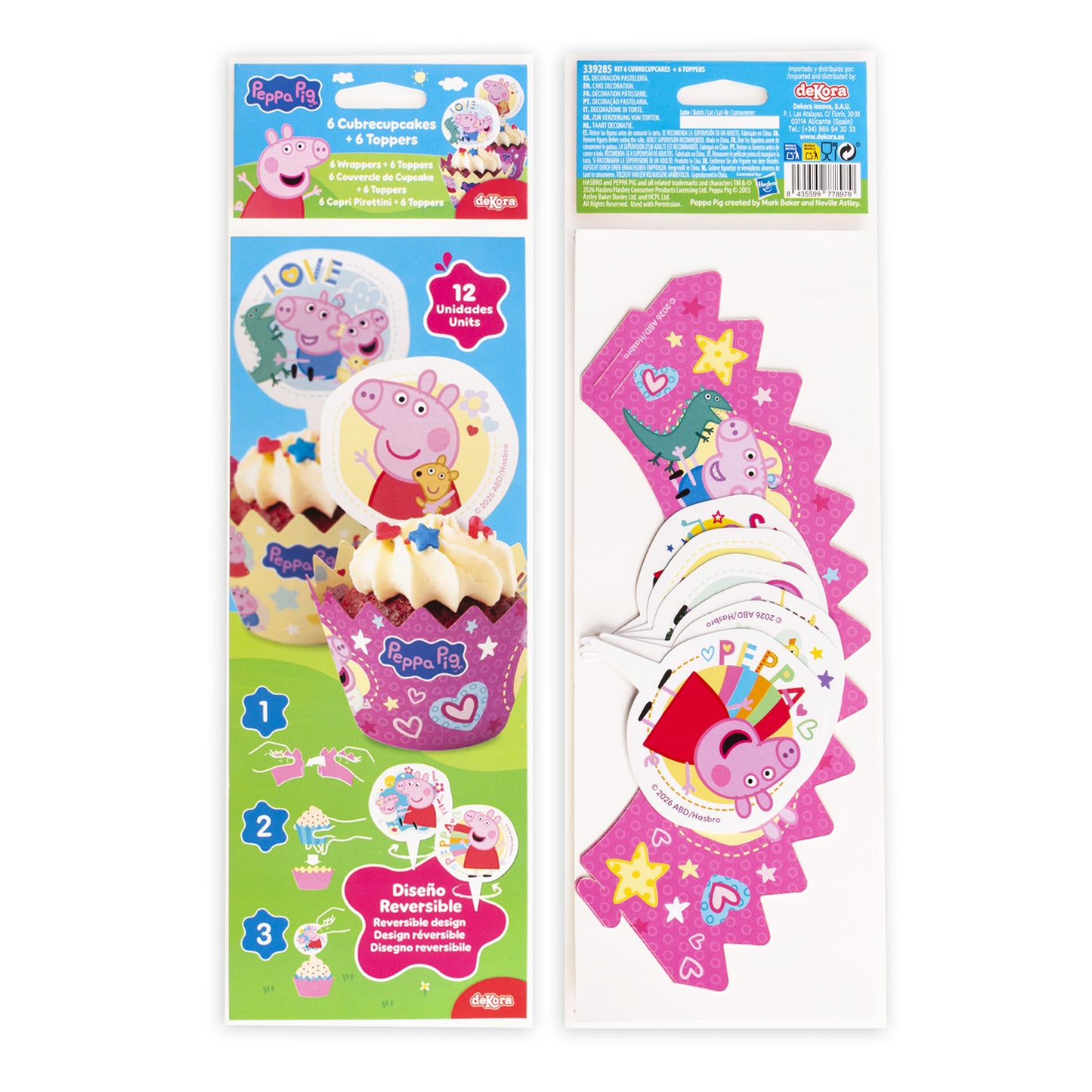 KIT DECO CAISSETTES CUPCAKES PEPPA PIG 12 UNITÉS