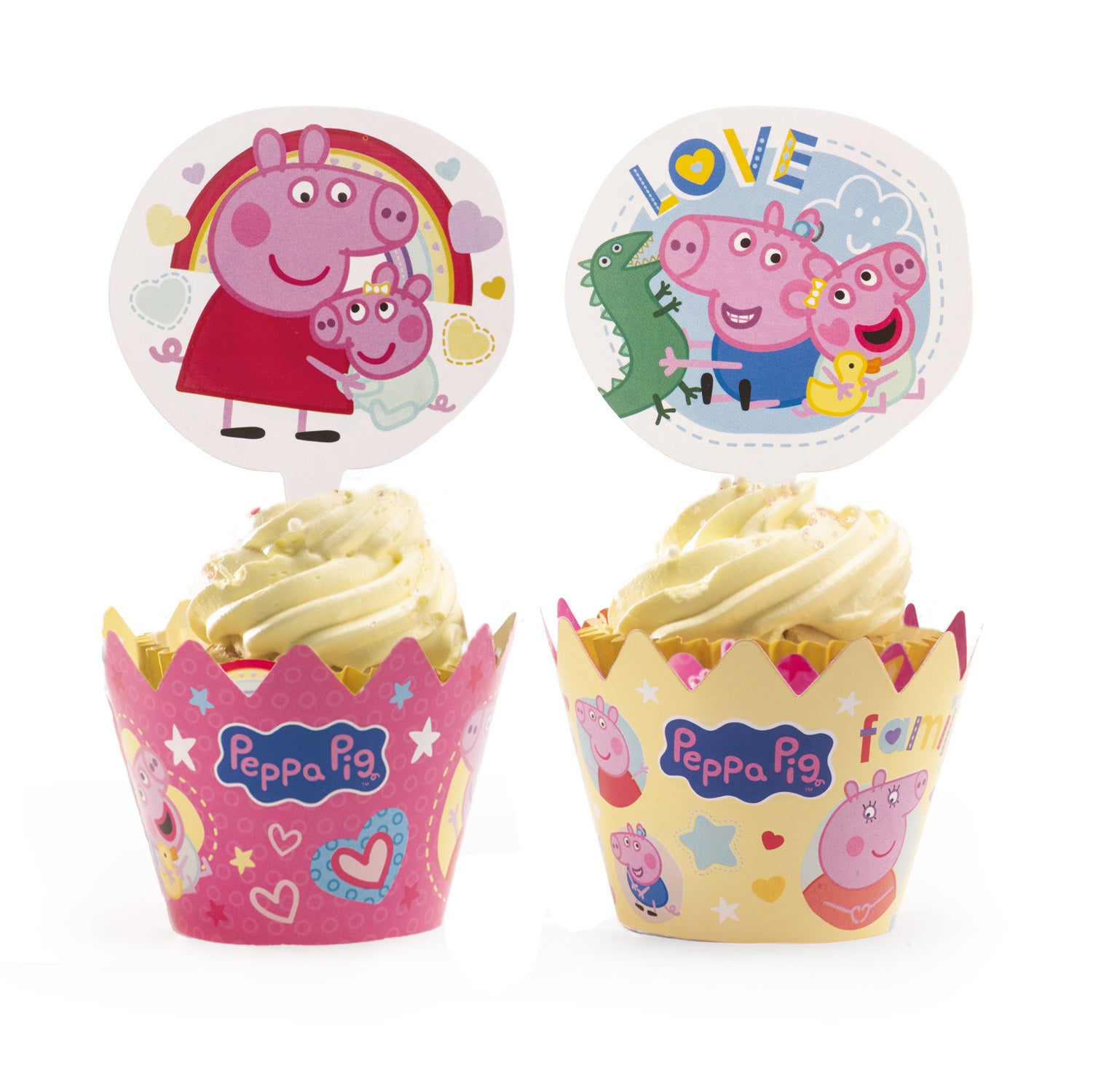 KIT DECO CAISSETTES CUPCAKES PEPPA PIG 12 UNITÉS