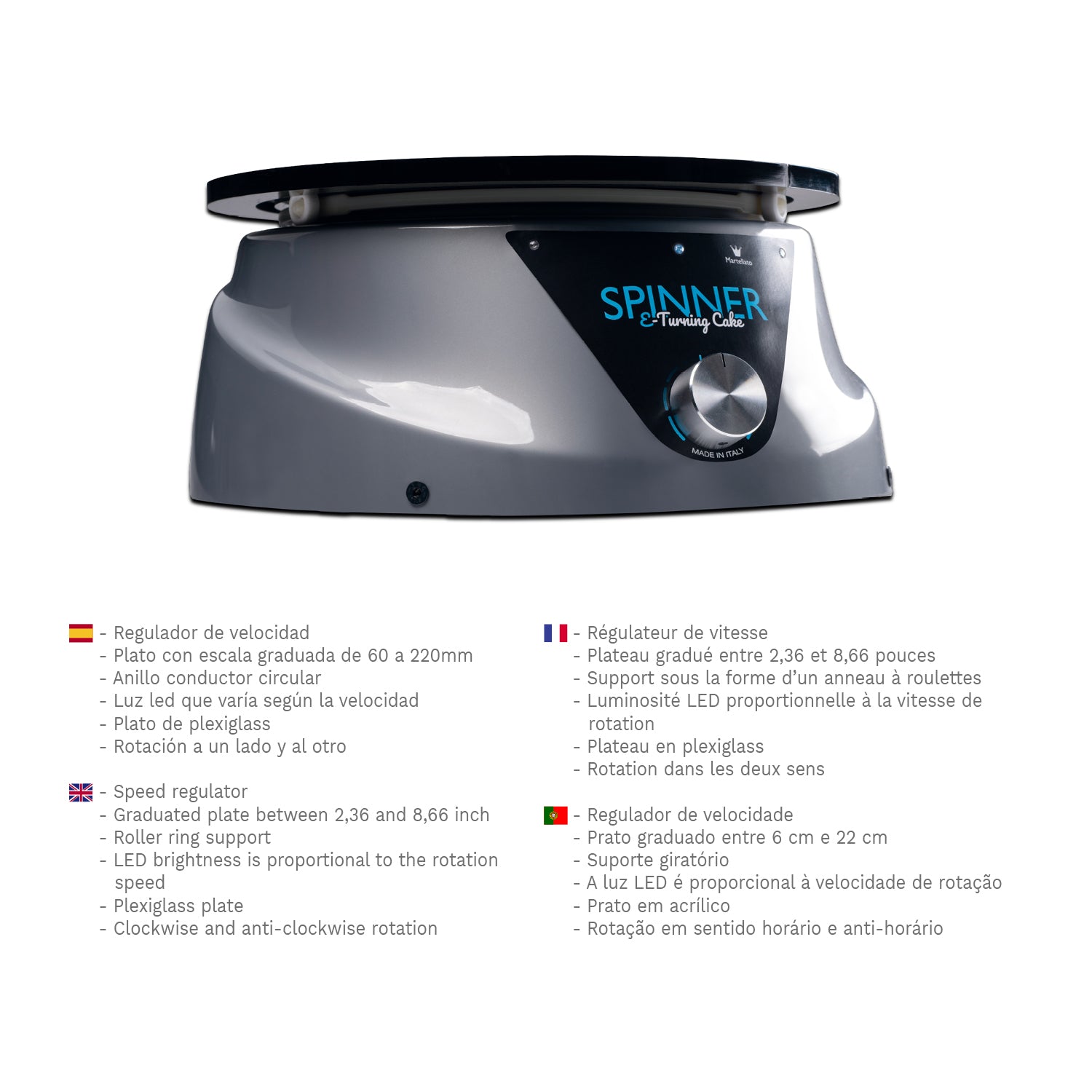 SPINNER BASE GIRATORIA ELECTRICA 27X26H12CM