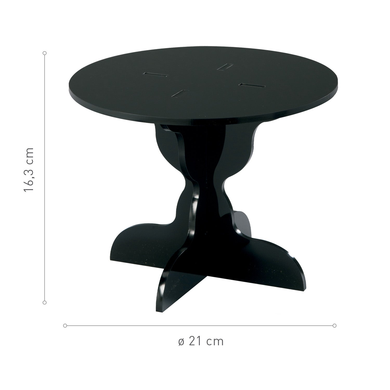 MINI SOPORTE PLEXIGLAS NEGRO  Ø 21CM H 16.3CM